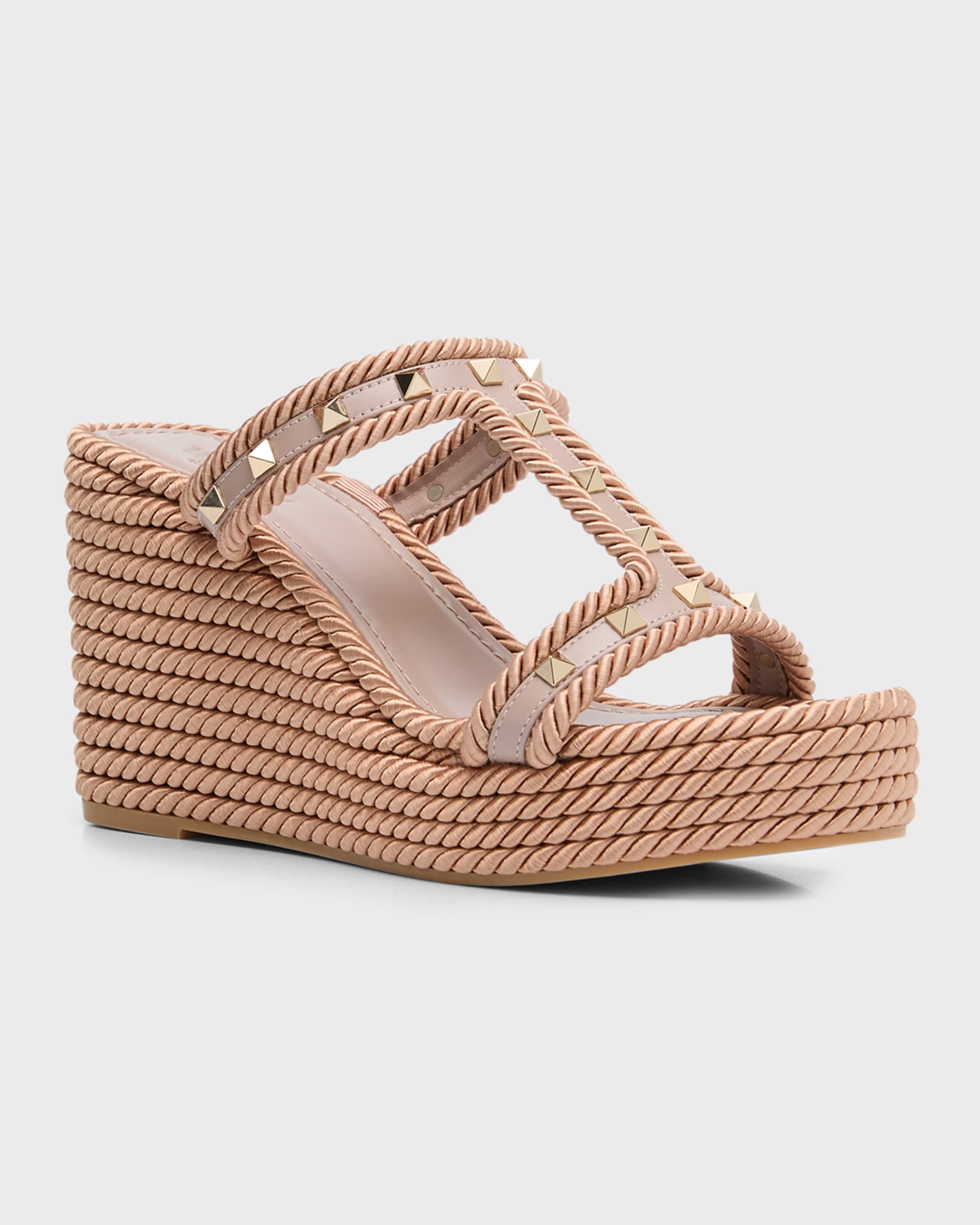 Rockstud Torchon T-Strap Espadrille Sandals - 2