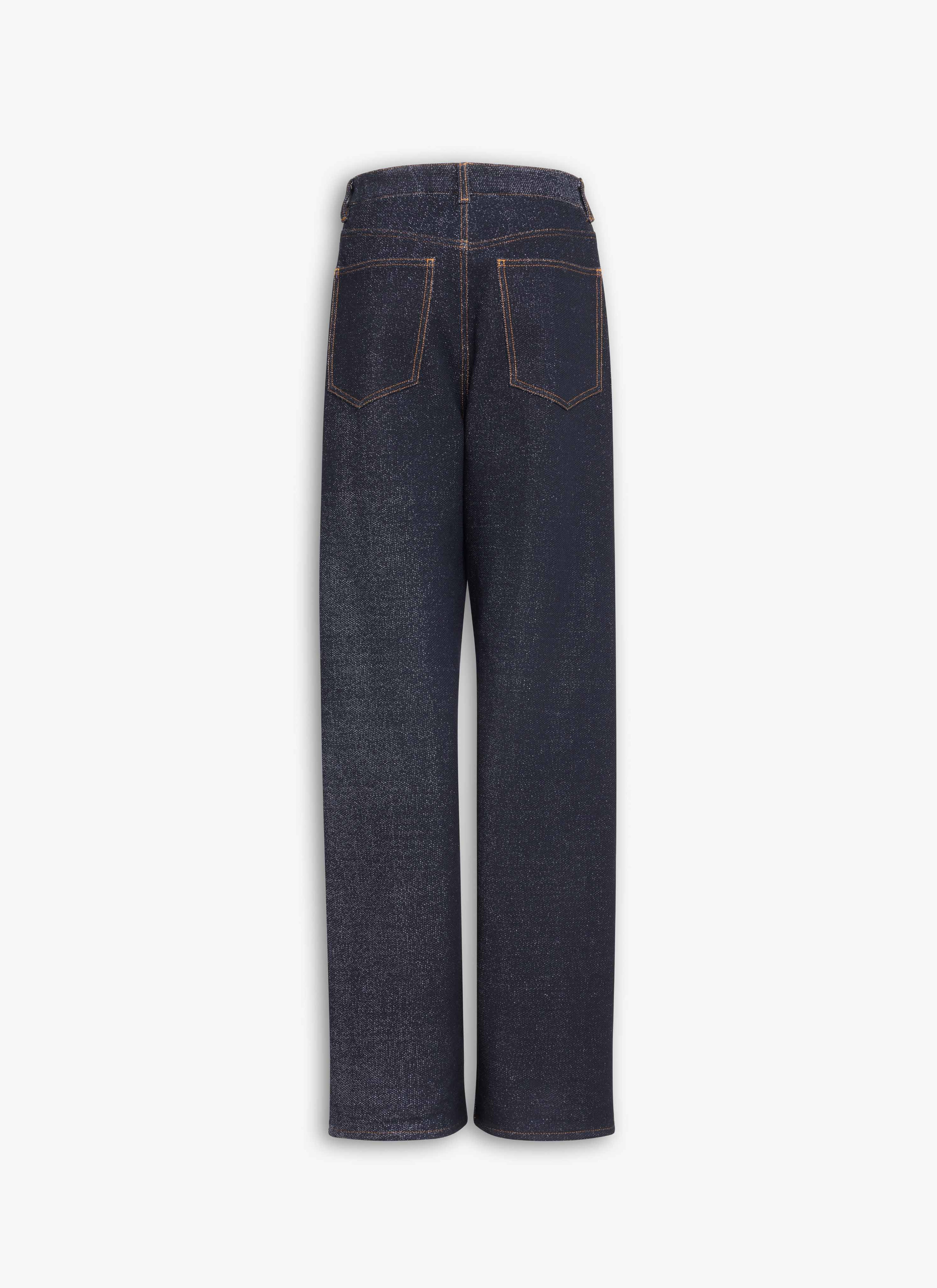 DENIM KNIT LOOSE PANTS - 4