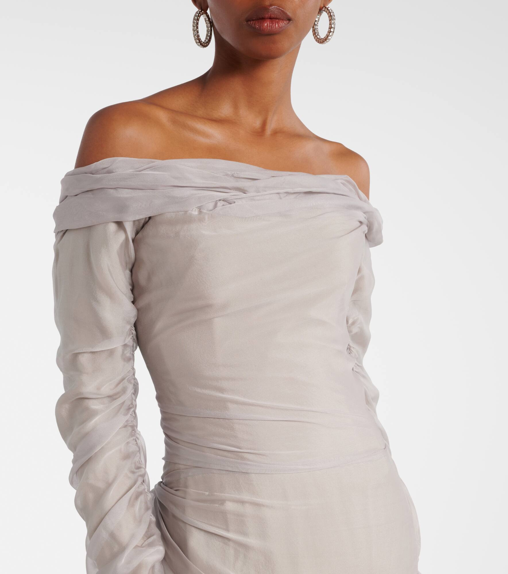 Off-shoulder silk gown - 4