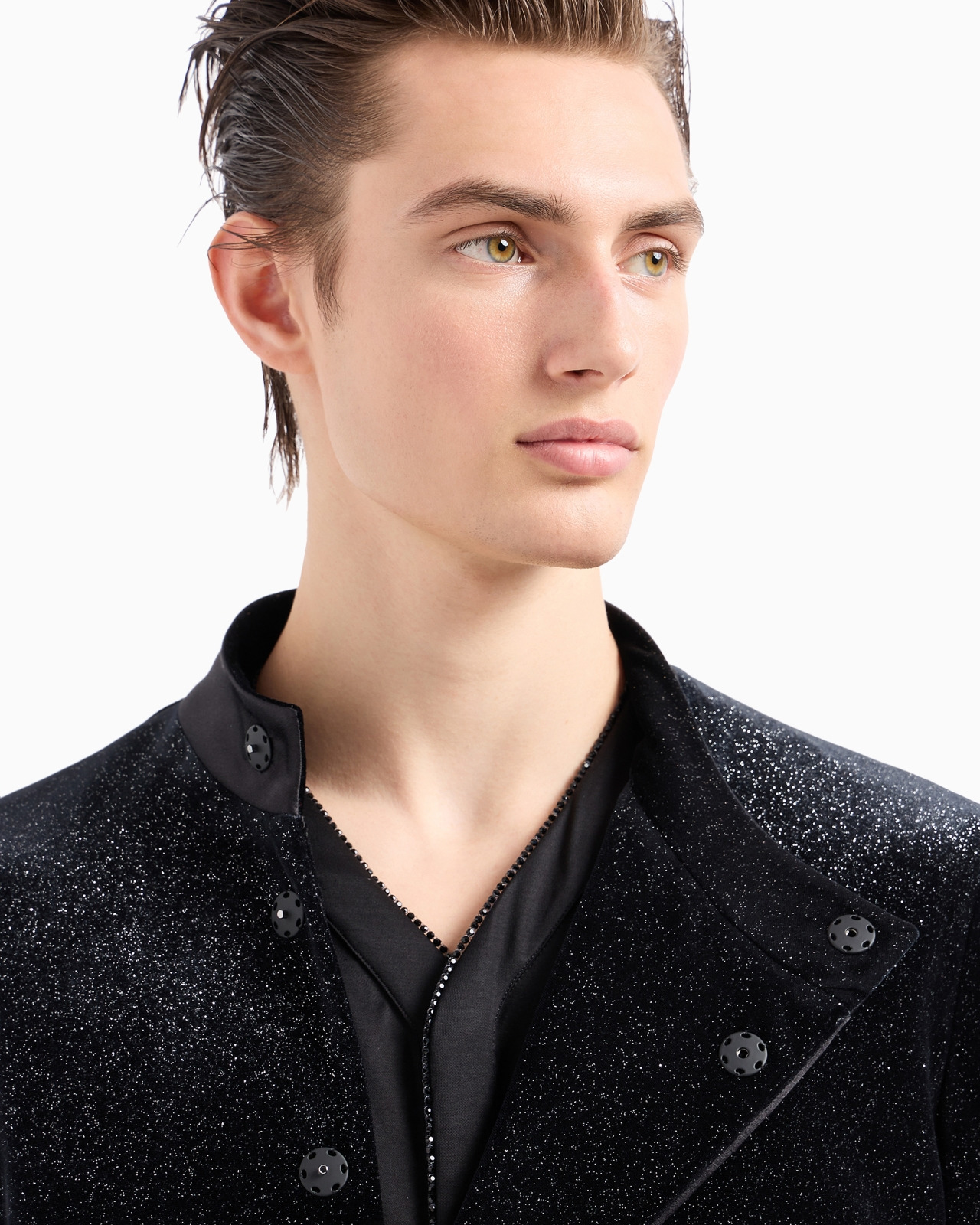Giorgio's silk interlock shirt with rhinestone piping - 5