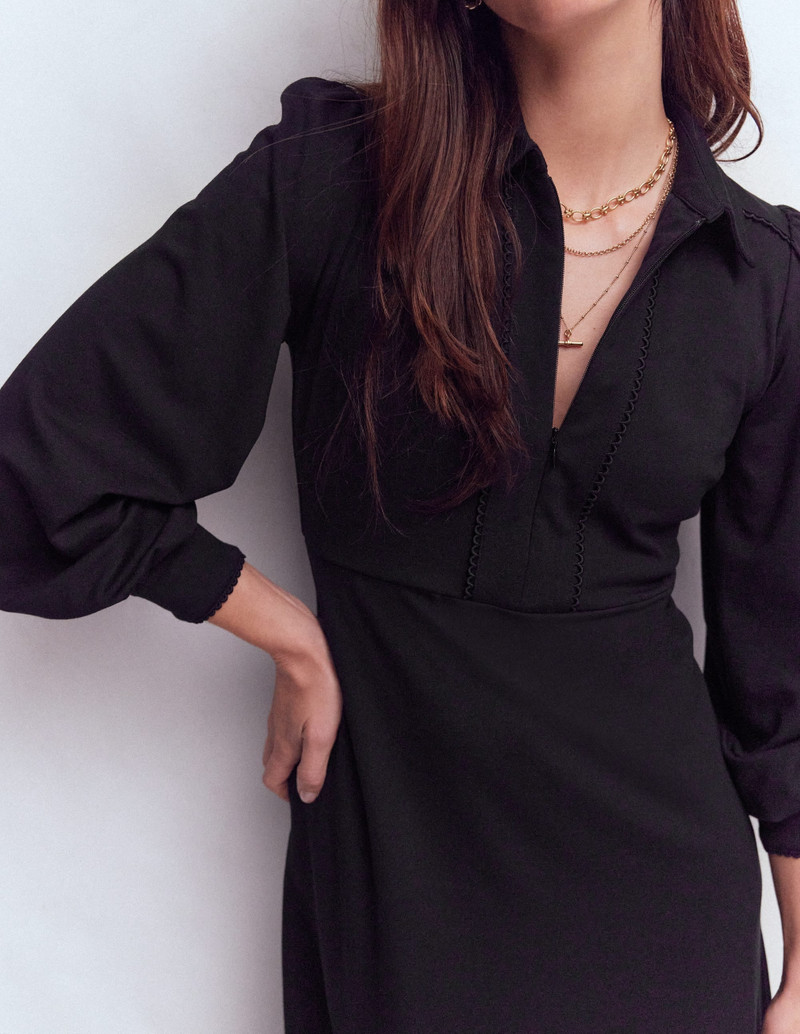 Pip Zip-Up Ponte Midi Dress-Black 3