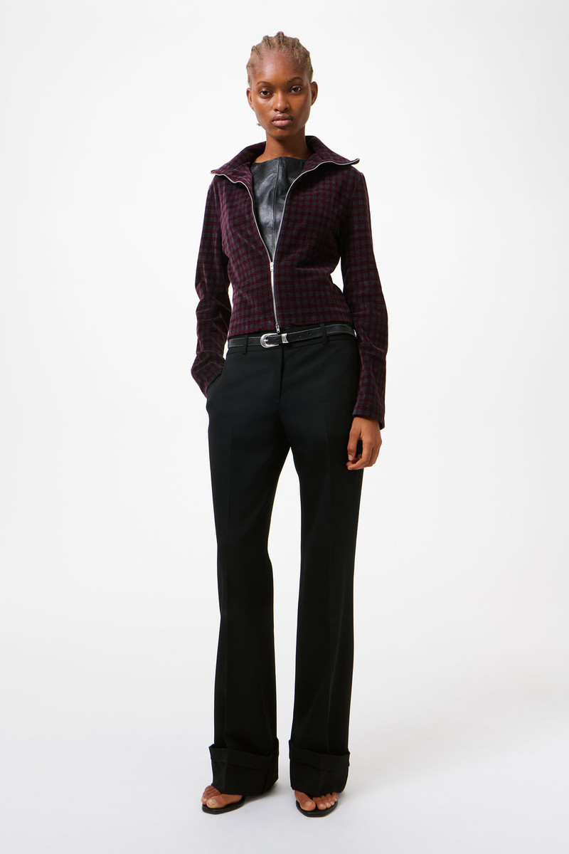 Our Legacy Slim Zip Longsleeve Merlot Houndini Check Velour outlook