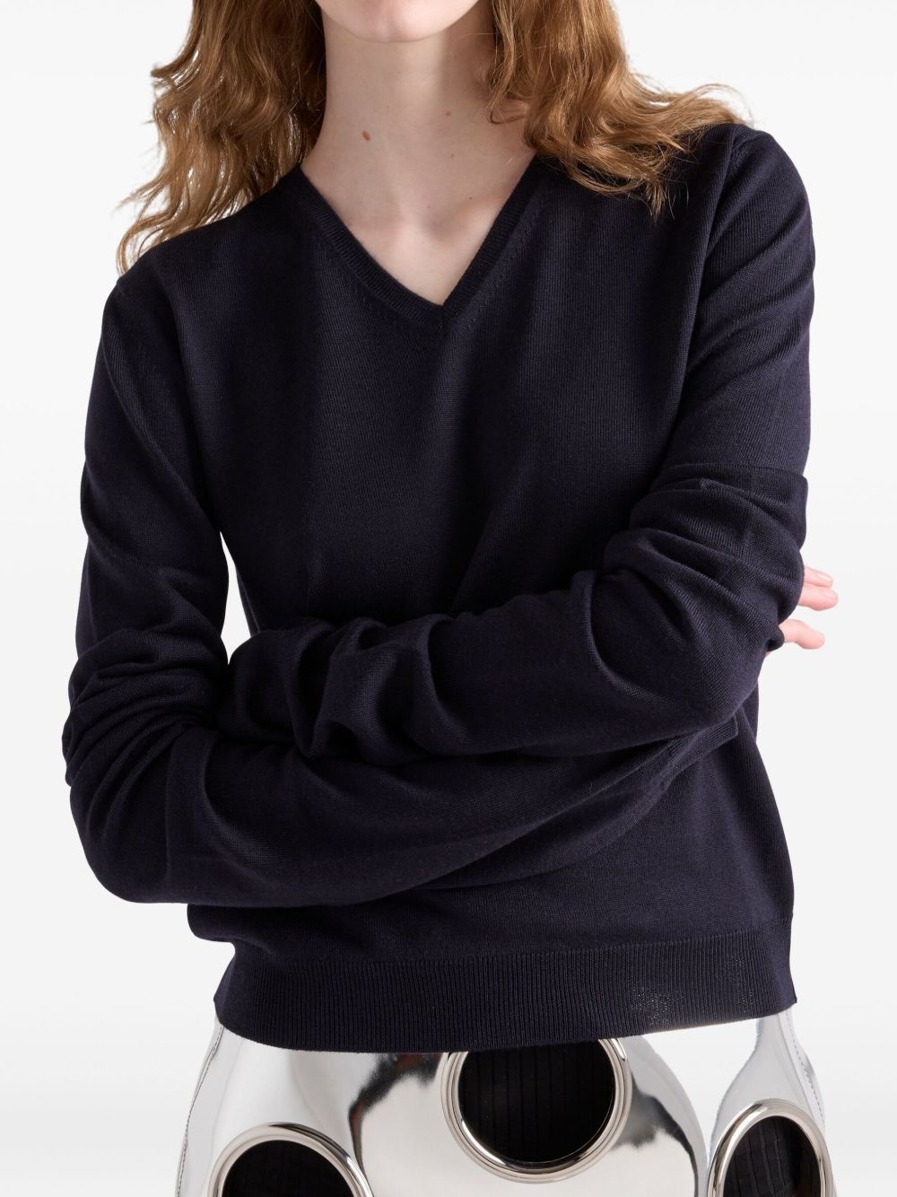 wool V-neck sweater - 3