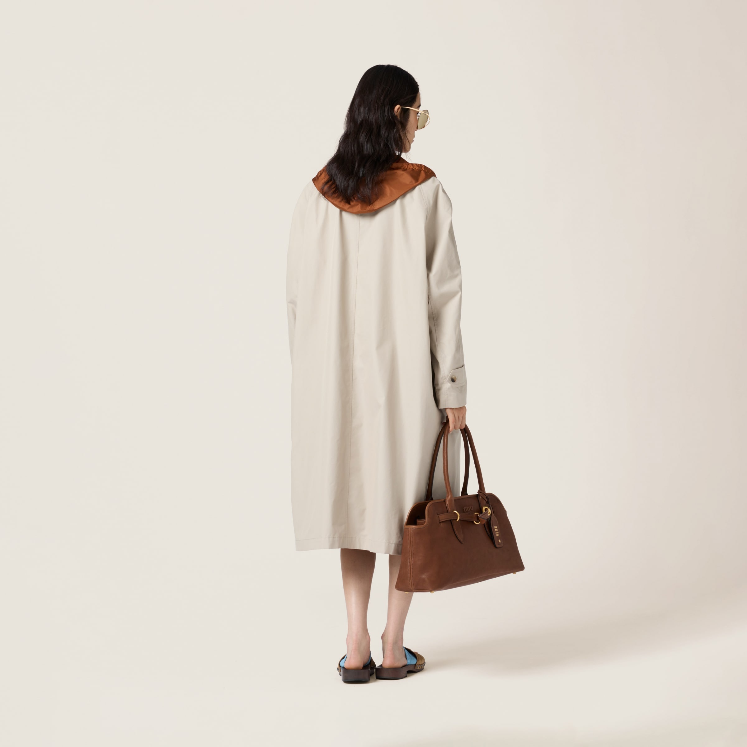 Reversible single-breasted Panama cotton and technical Pongé coat - 3