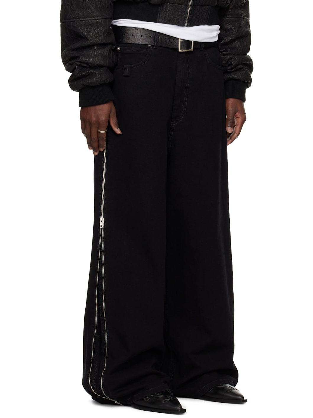 Black Side Zip Jeans - 2