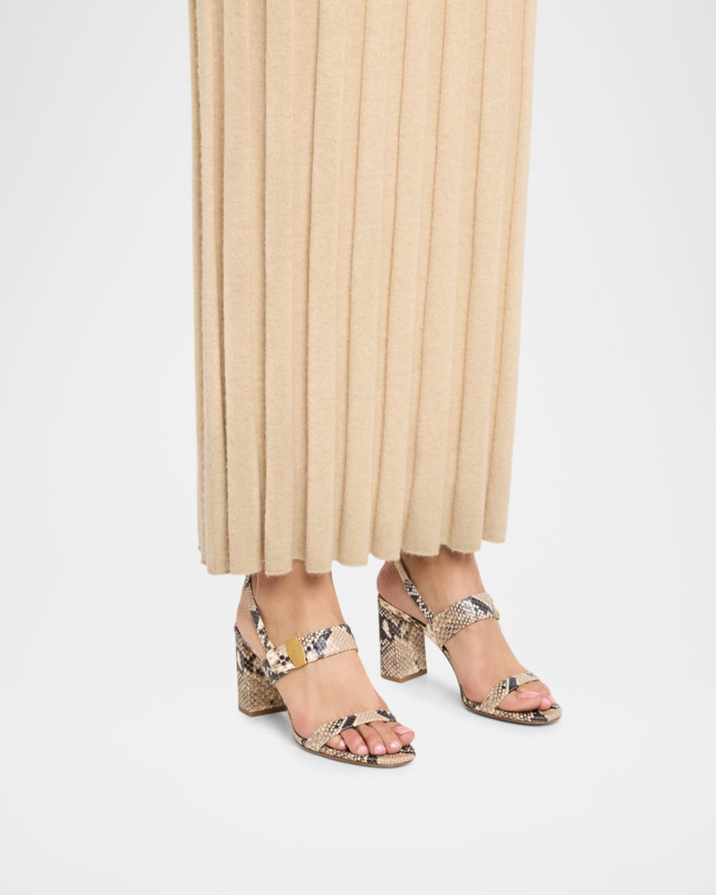 VERONICA BEARD 75mm Genetta Snake-Embossed Leather Sandals outlook