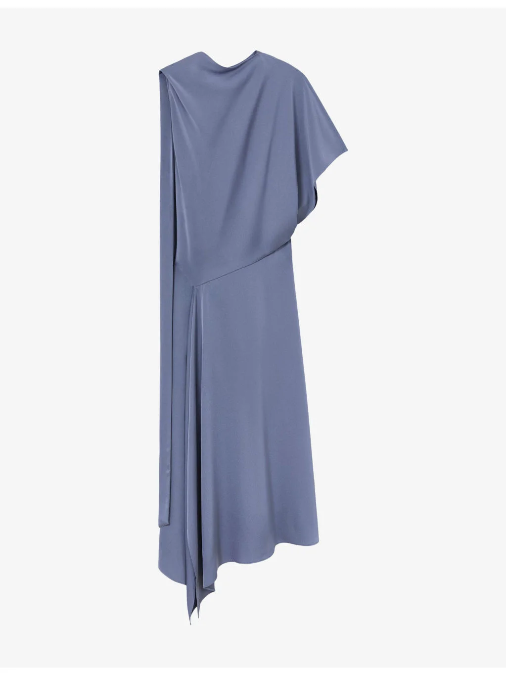 Naomi Draped One-Shoulder Satin Midi Dress - 1