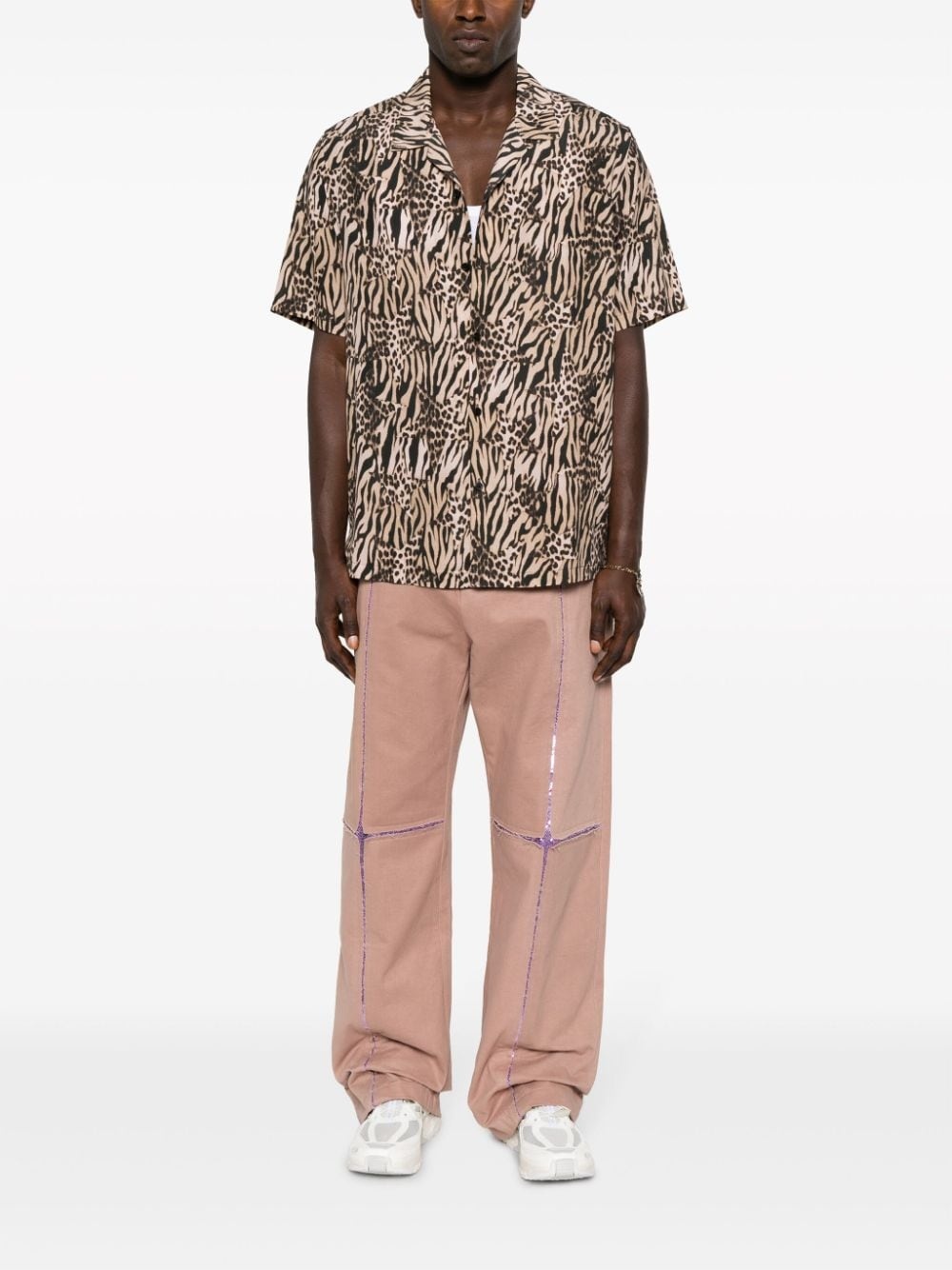 metallic ripped cotton trousers - 2