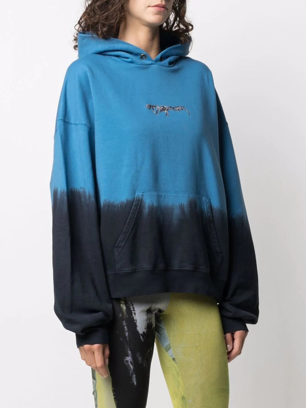 tie-dye embroidered-logo hoodie - 3