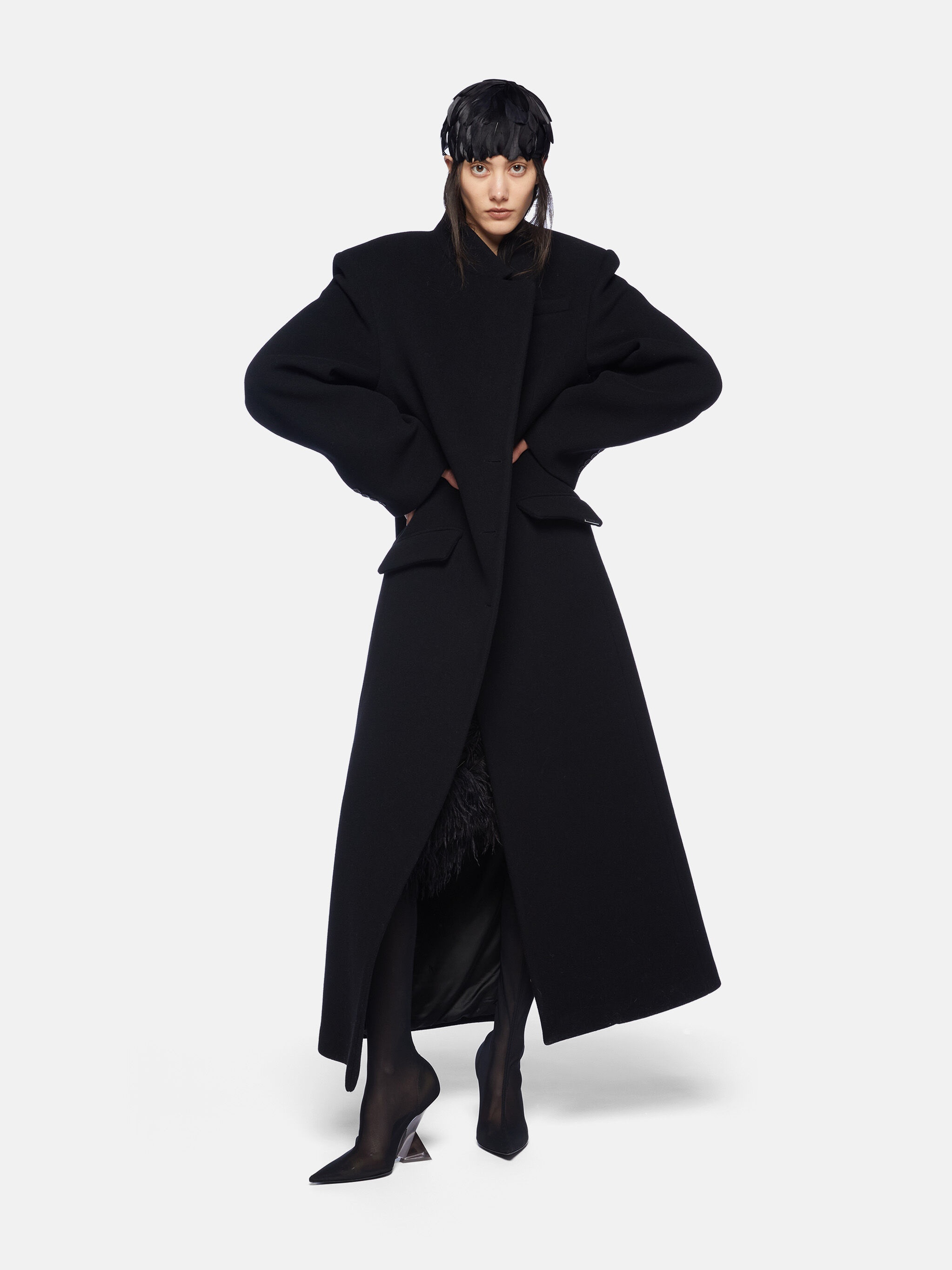 BLACK LONG COAT - 5