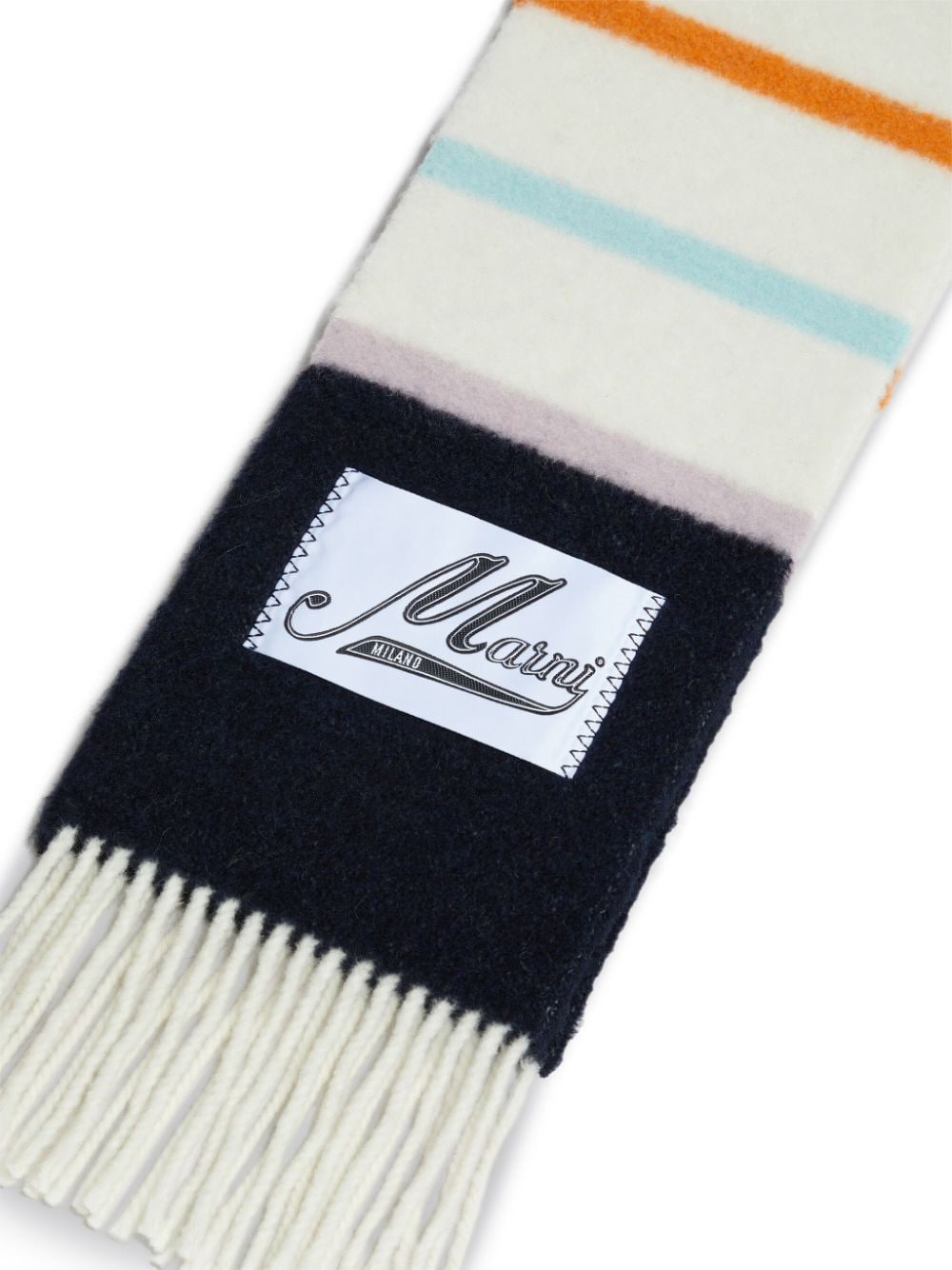 logo-patch striped scarf - 3