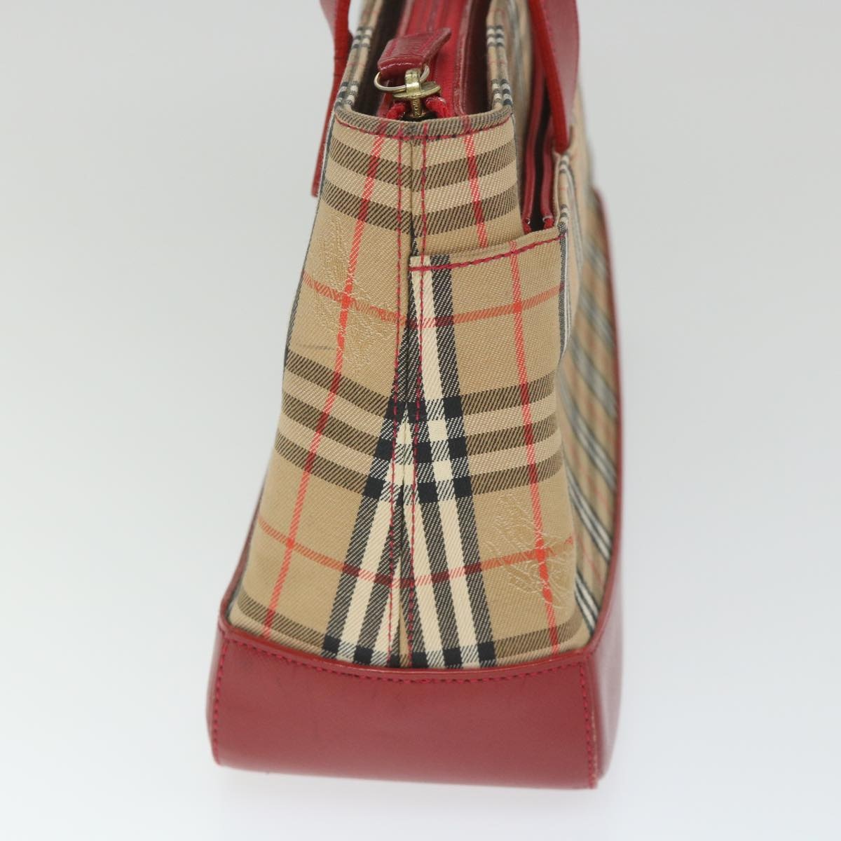 Burberry Nova Check Hand Bag Nylon Canvas Beige Red - 4