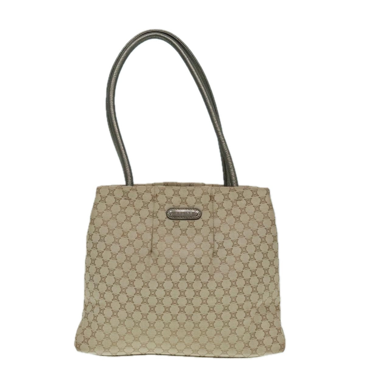 CELINE Macadam Canvas Shoulder Bag Beige Gold - 13
