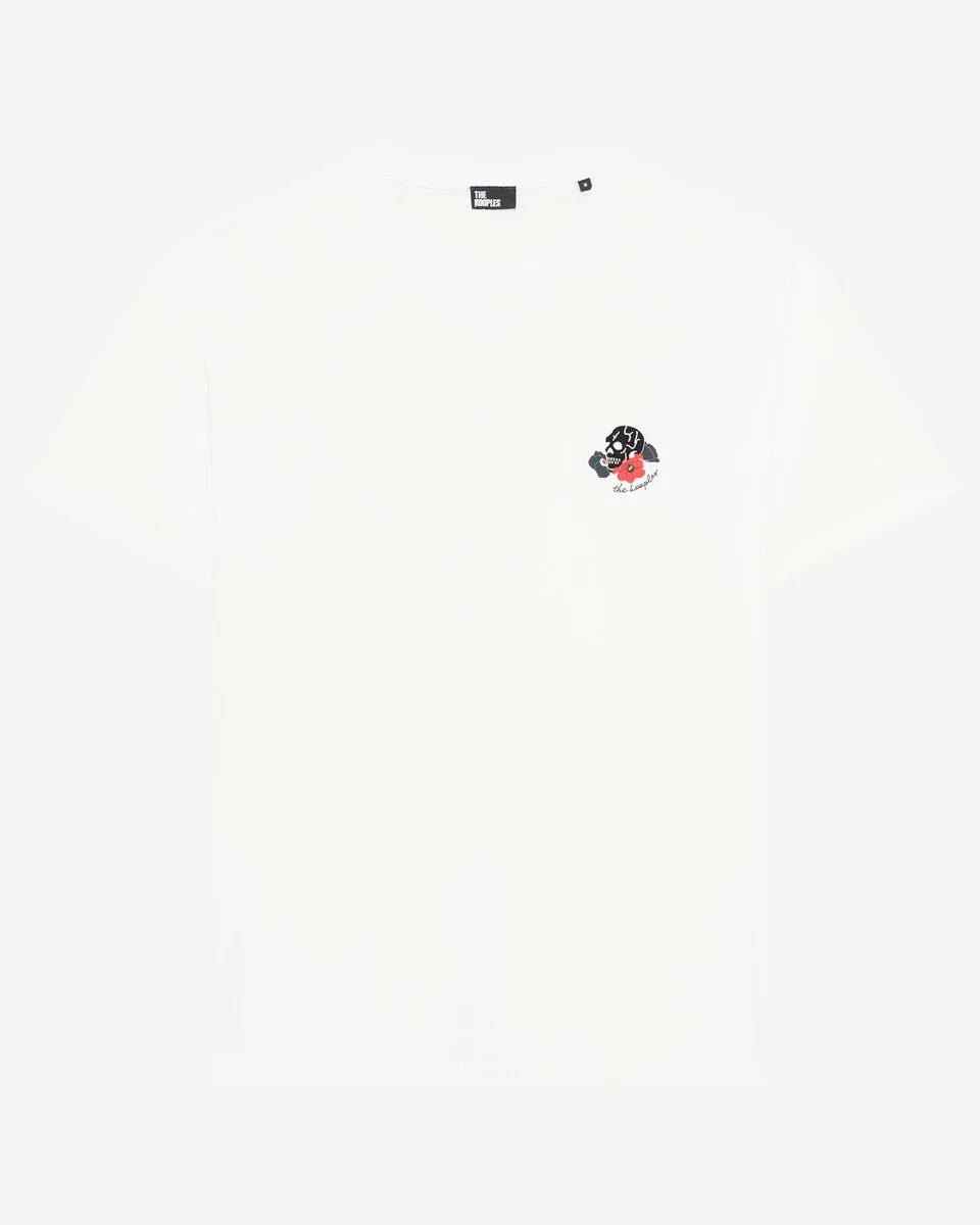 T-SHIRT WITH WHITE SKULL FLOCKING - 1