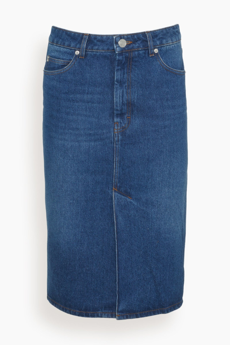 Pencil Skirt in Used Indigo Denim 1