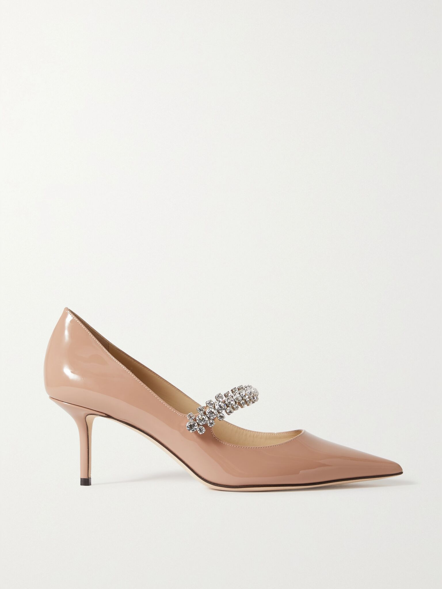 Bing 65 crystal-embellished patent-leather pumps Baby pink - 1