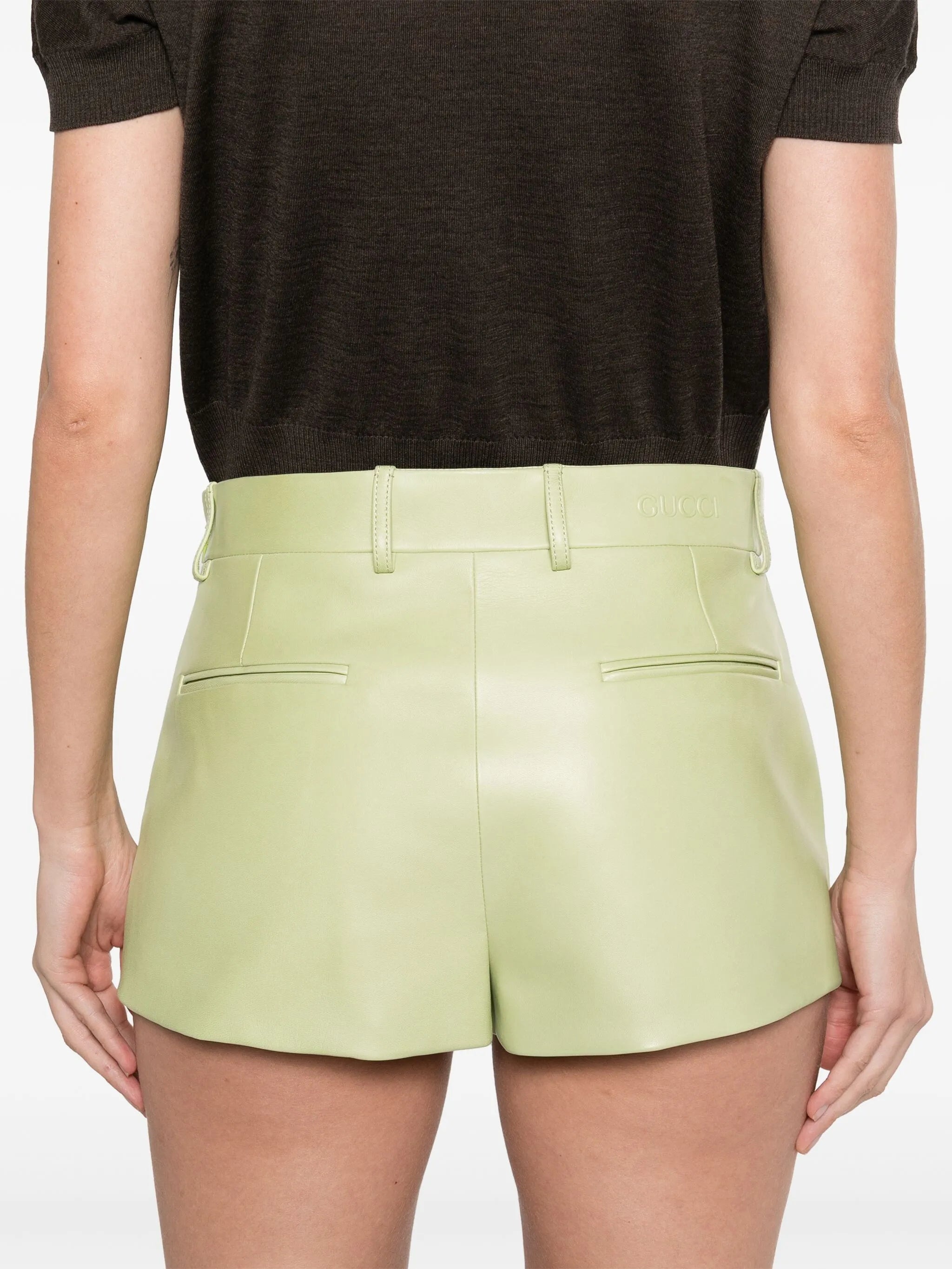 Embossed Leather Shorts - 5