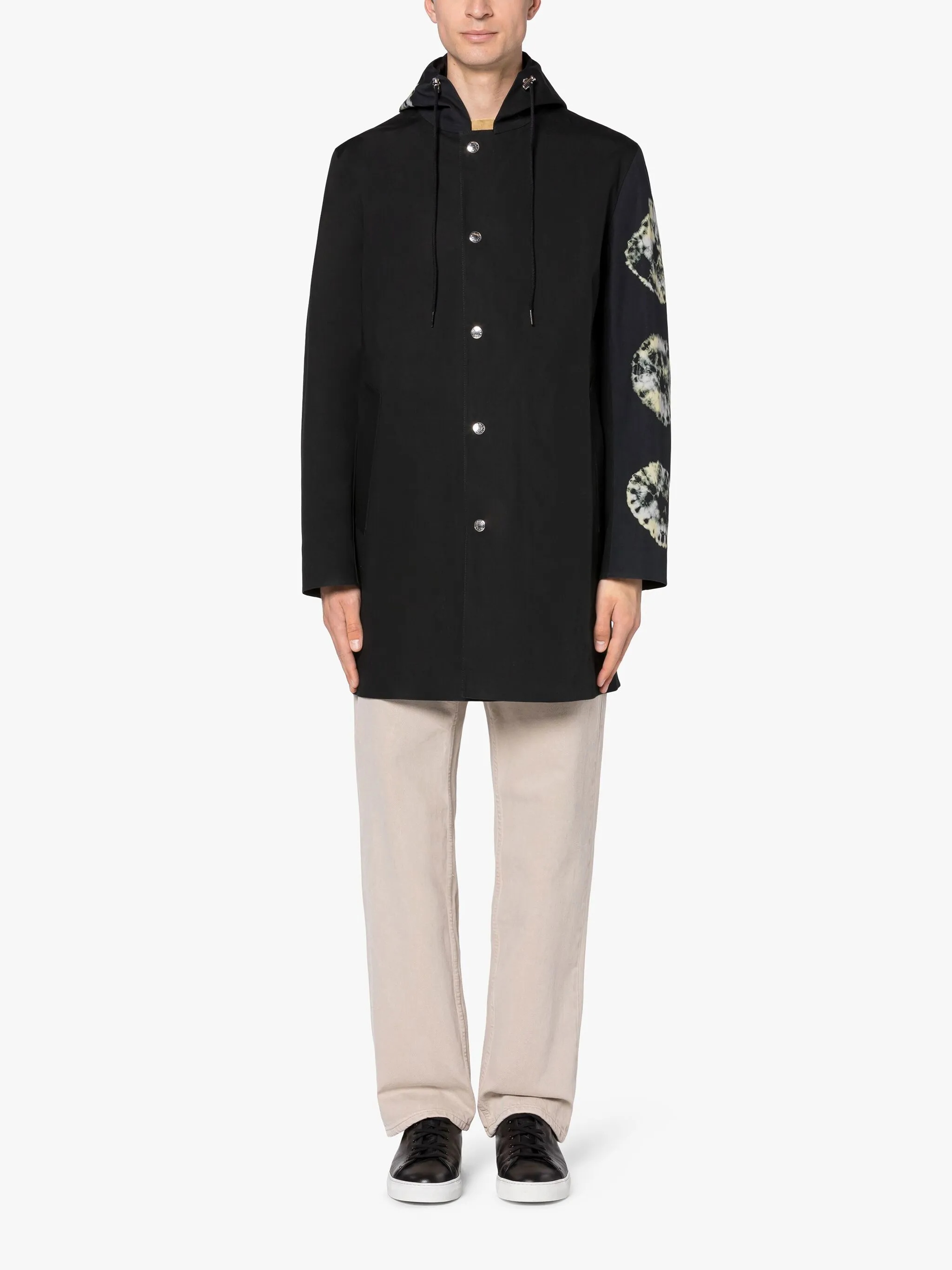 JOHN ELLIOTT BLACK SHIBORI DYE BONDED COTTON HOODED COAT - 2