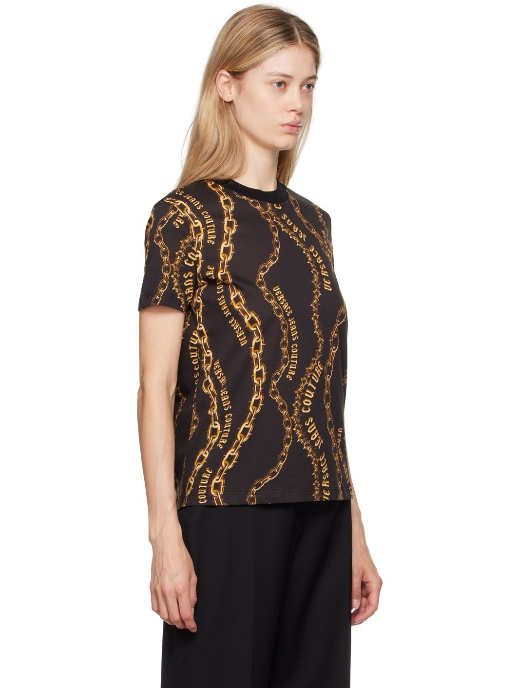 Black & Gold Chain Couture T-Shirt - 4