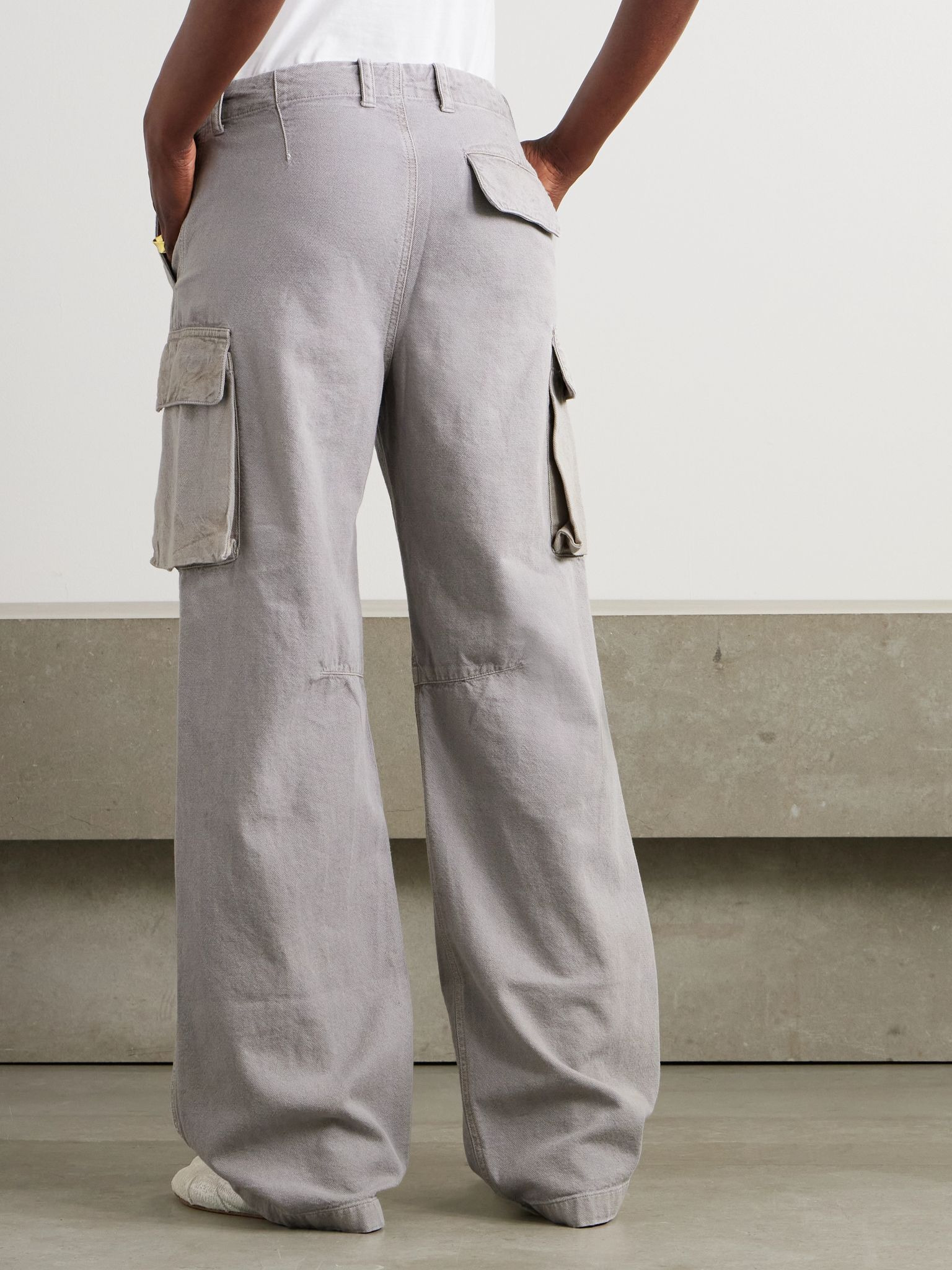 Peak cotton and hemp-blend canvas straight-leg cargo pants Gray - 4