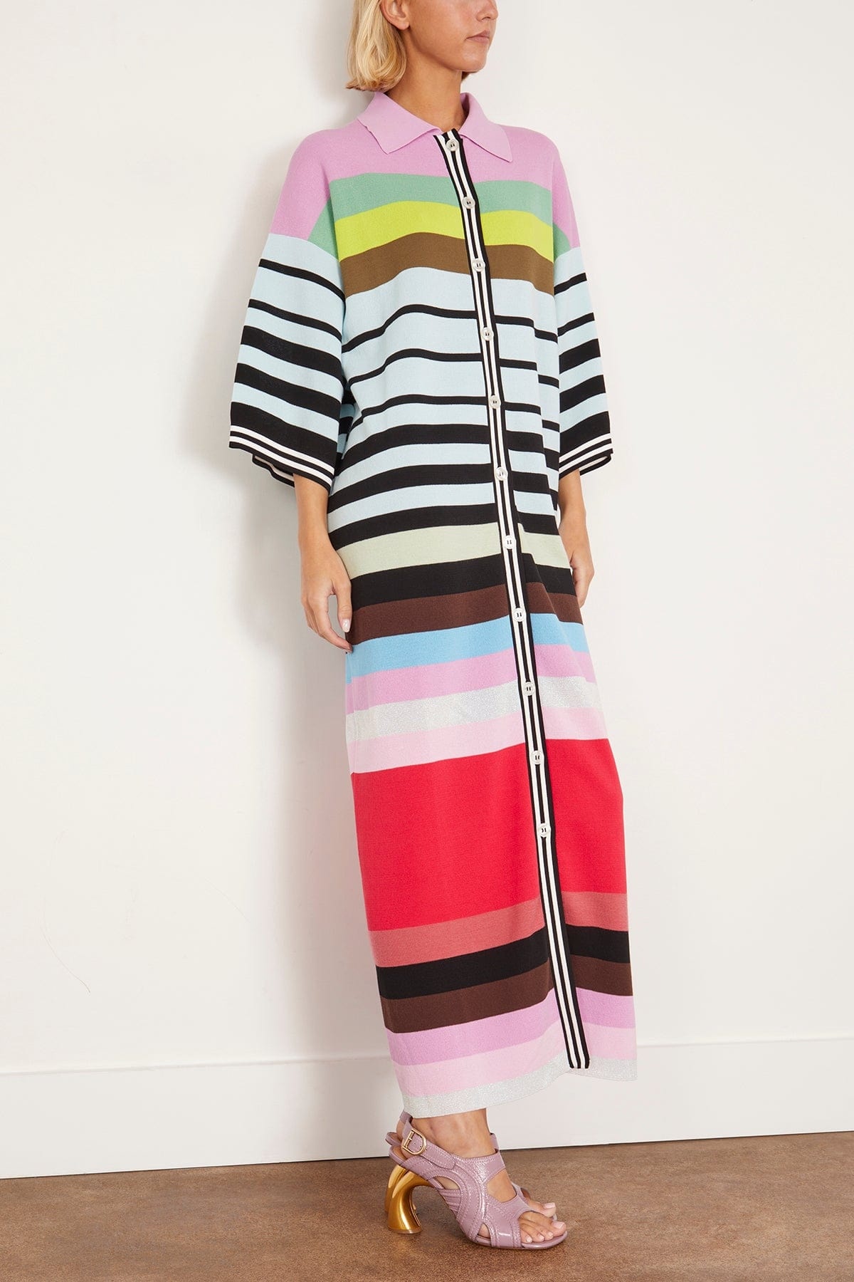 Oversized Convertible Polo Dress in Taro Multi - 3