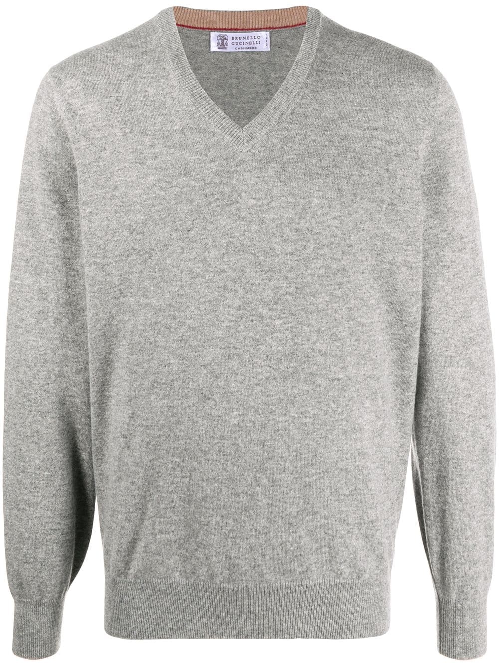 v-neck long-sleeved jumper - 1