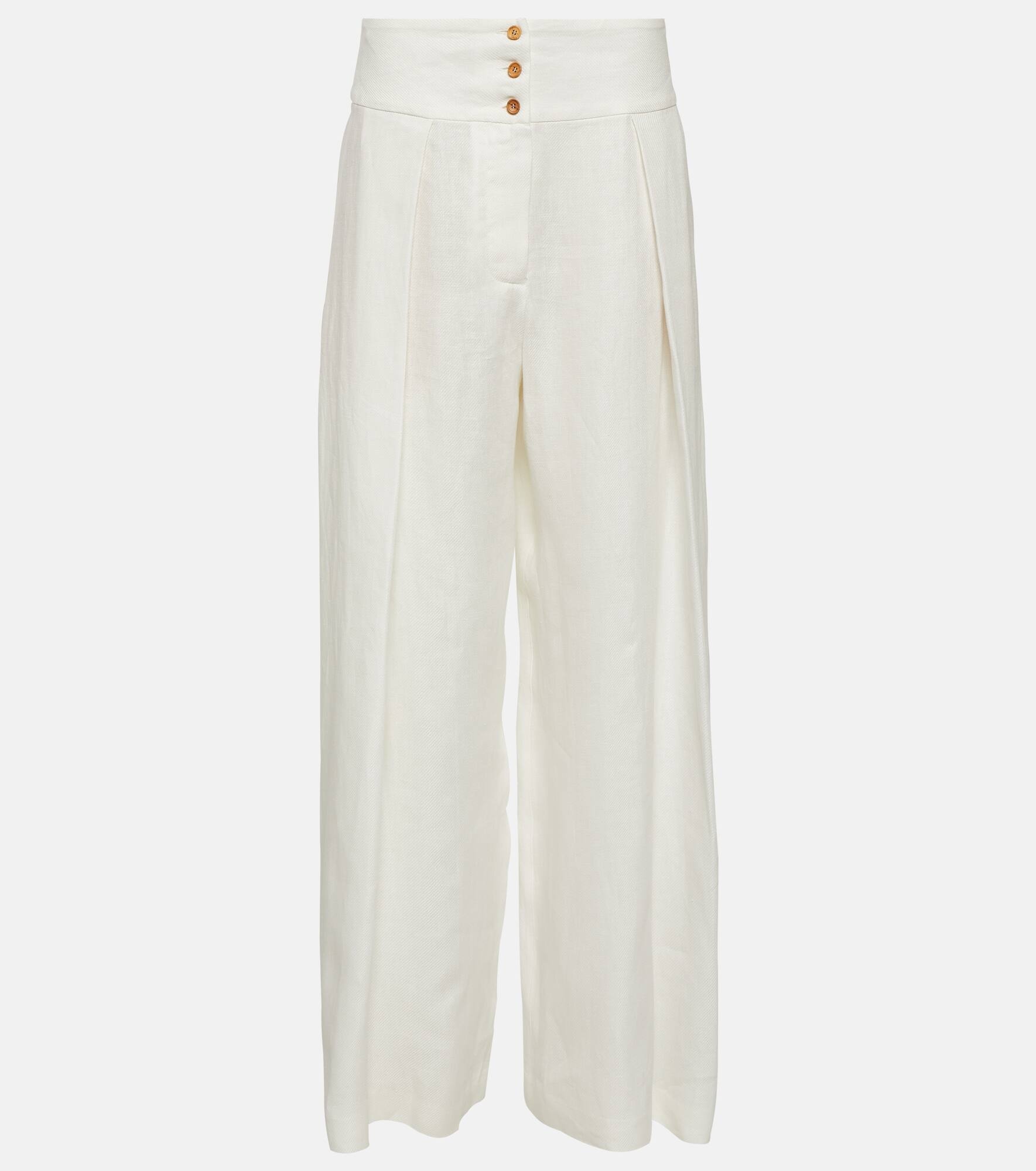 High-waisted wide-leg linen pants - 1