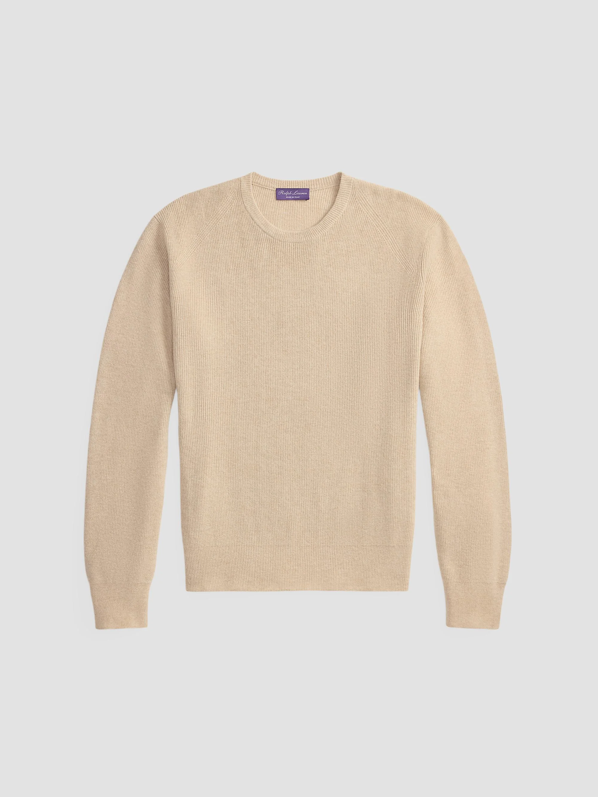 Men's Cotton-Cashmere Crewneck Sweater - Champagne Melange - 1