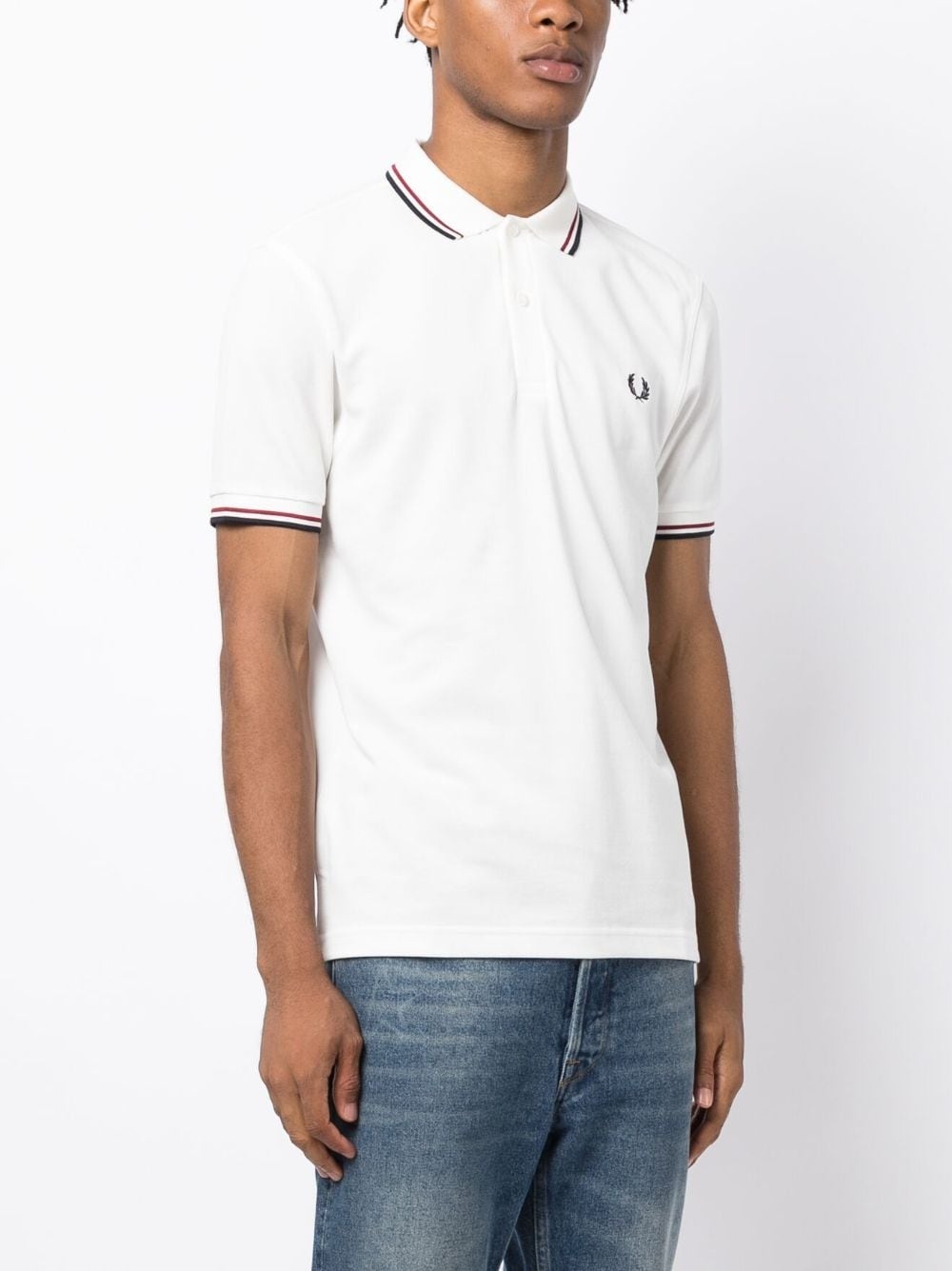 contrast-trim cotton polo shirt - 3