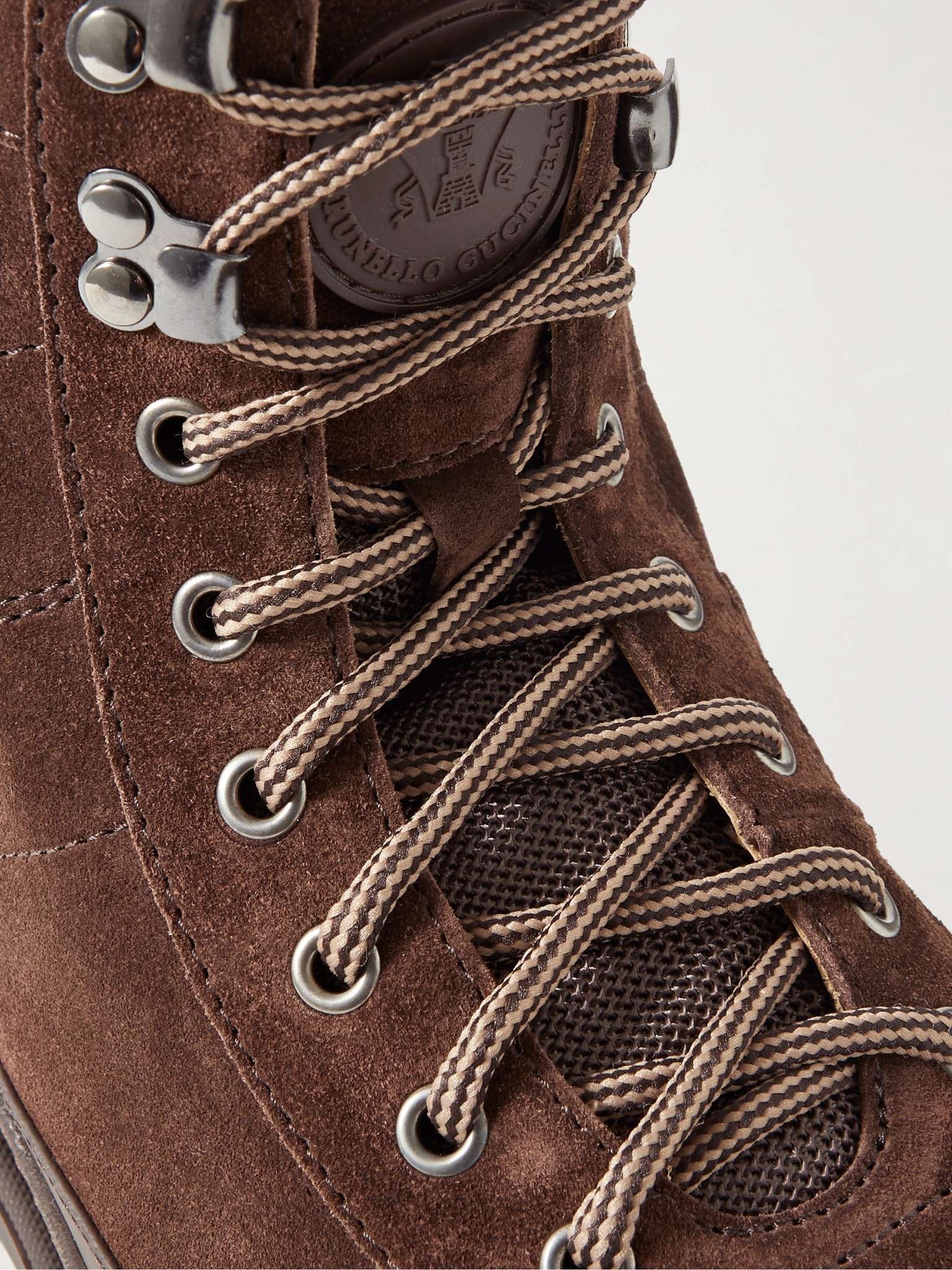 Leather-Trimmed Suede Boots - 6
