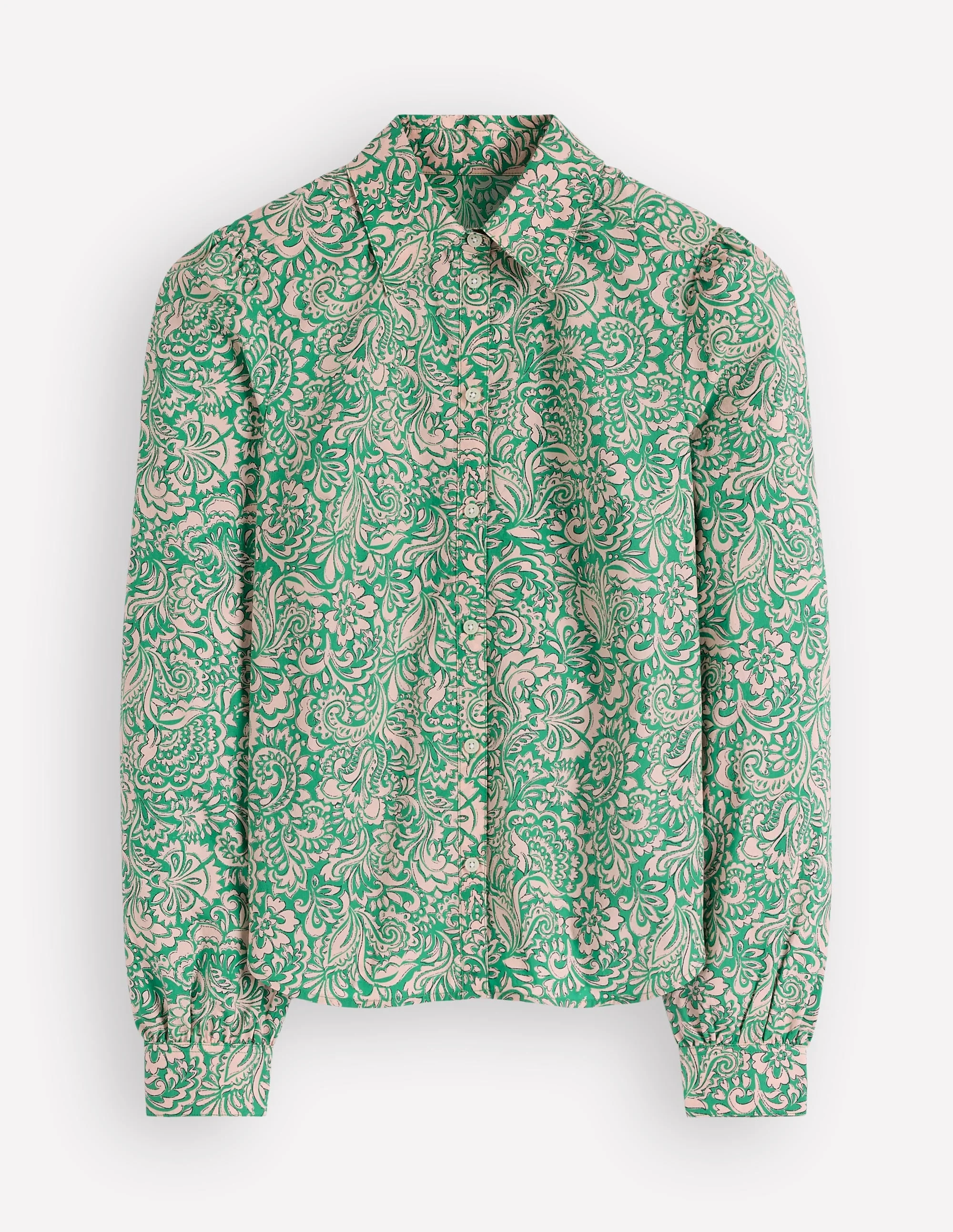 Cara Cotton Shirt-Aloe Green, Elaborate Gardenia - 1