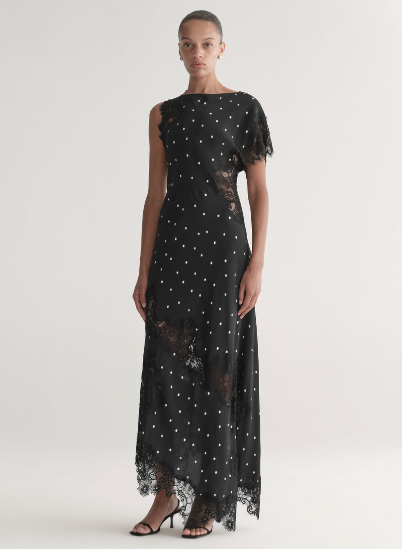 Alessia Polka Dot Crepe and Lace Maxi Dress 5