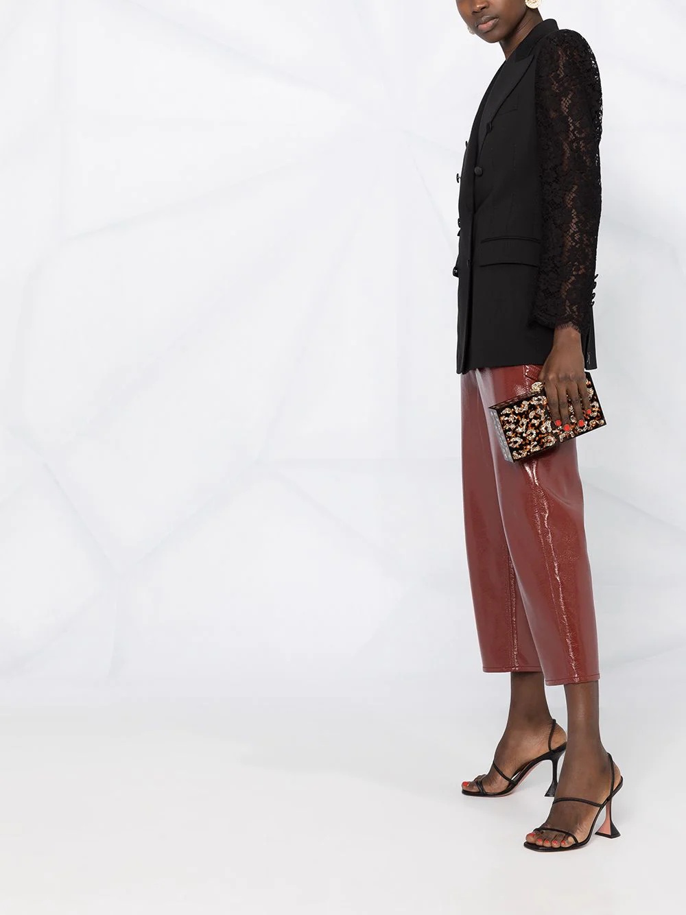 lace-sleeve blazer - 6