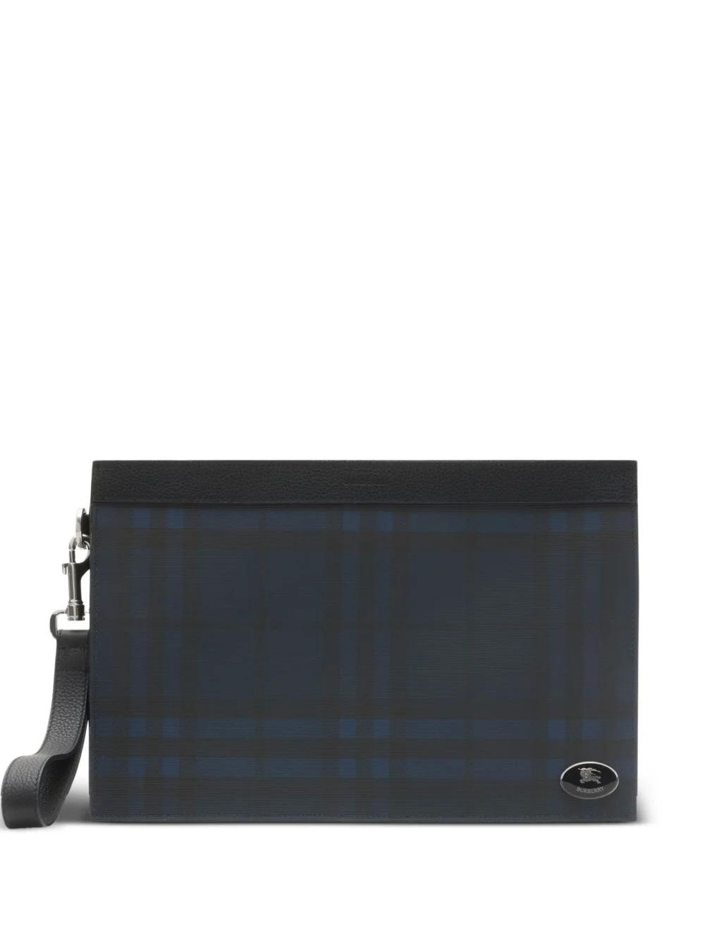 check-pattern leather clutch bag - 1