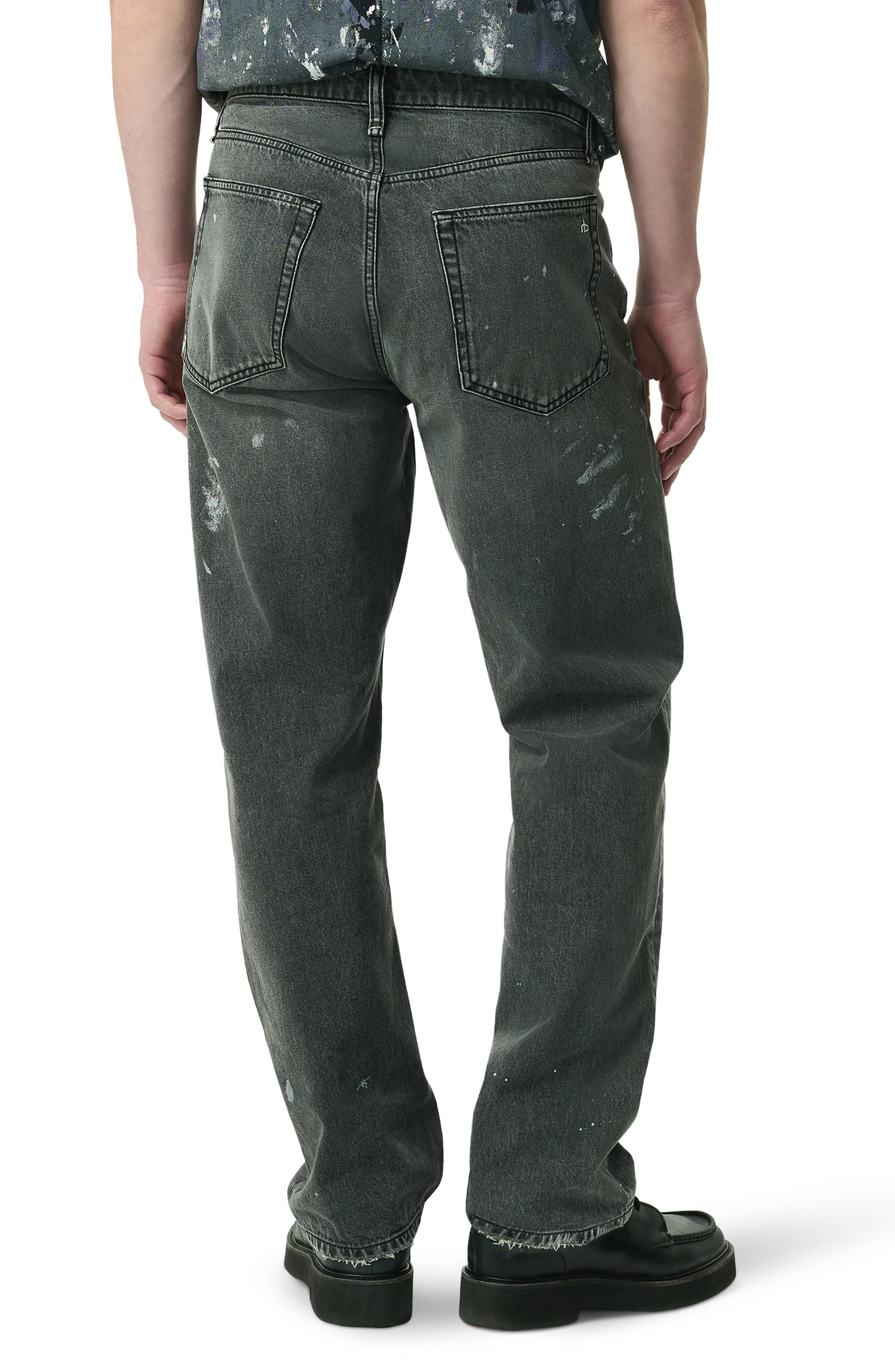 rag & bone Fit 4 Authentic Paint Splatter Rigid Straight Leg Jeans in Painted Charcoal at Nordstrom - 2