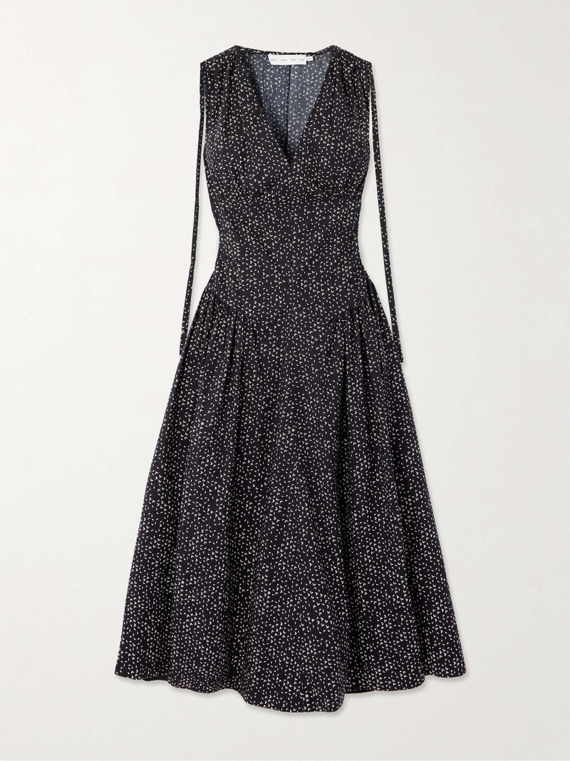 Clayton pleated printed cotton-poplin midi dress Gray - 1