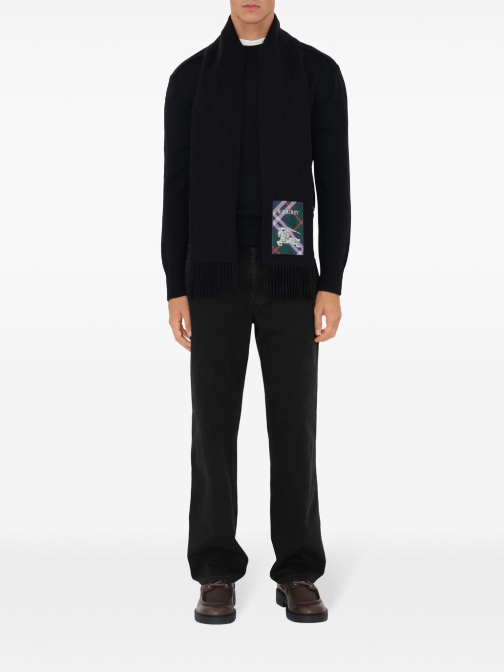 check-label cashmere scarf - 6