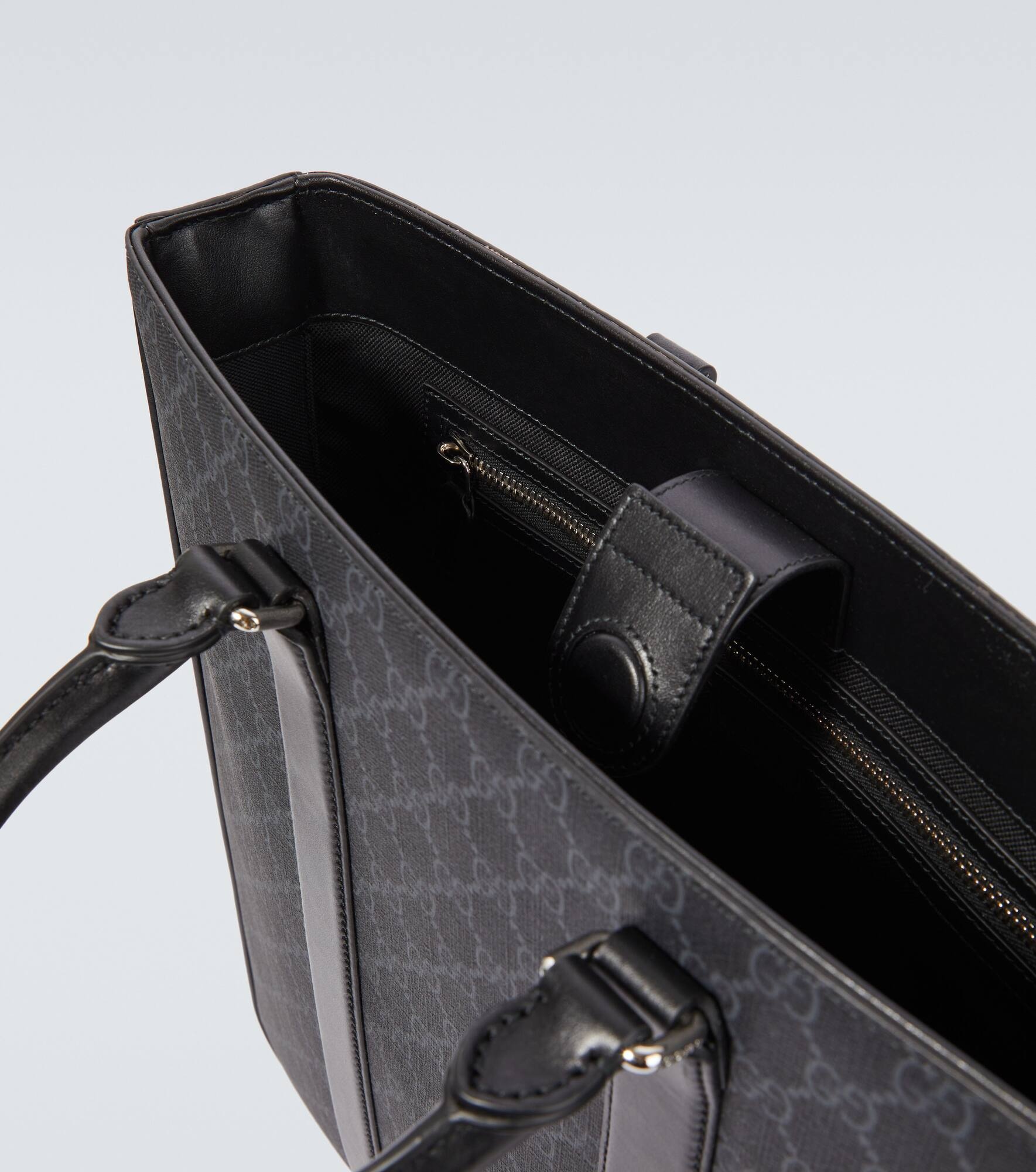 GG Supreme Medium leather-trimmed tote bag - 4