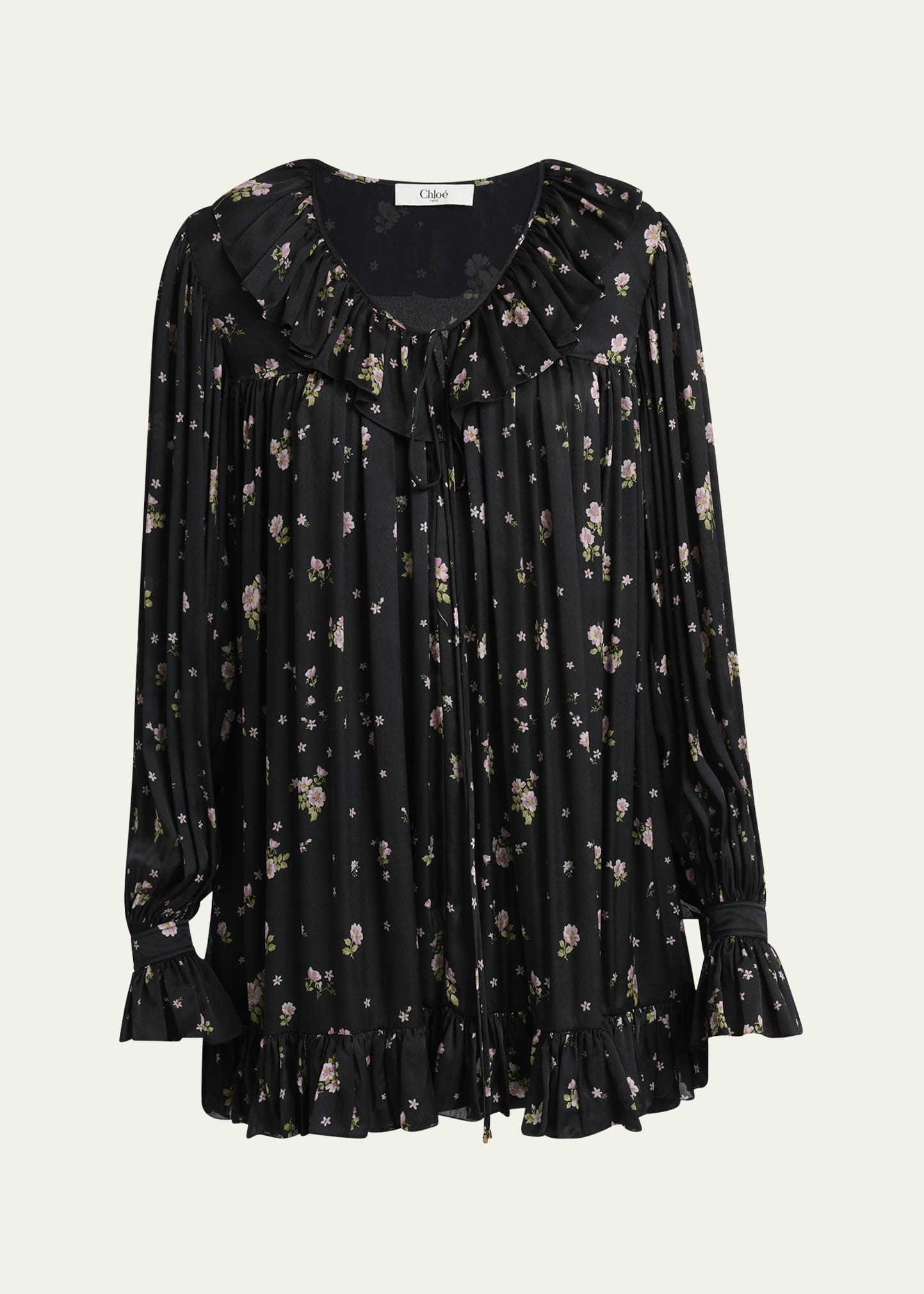 Liberty Print Silk Charmeuse Mini Dress - 1