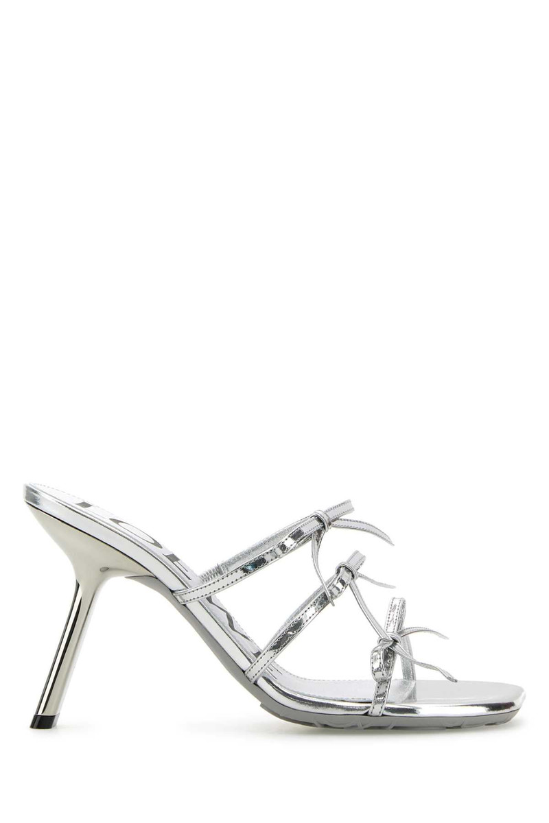 Loewe Women Silver Leather Petal Mules - 1