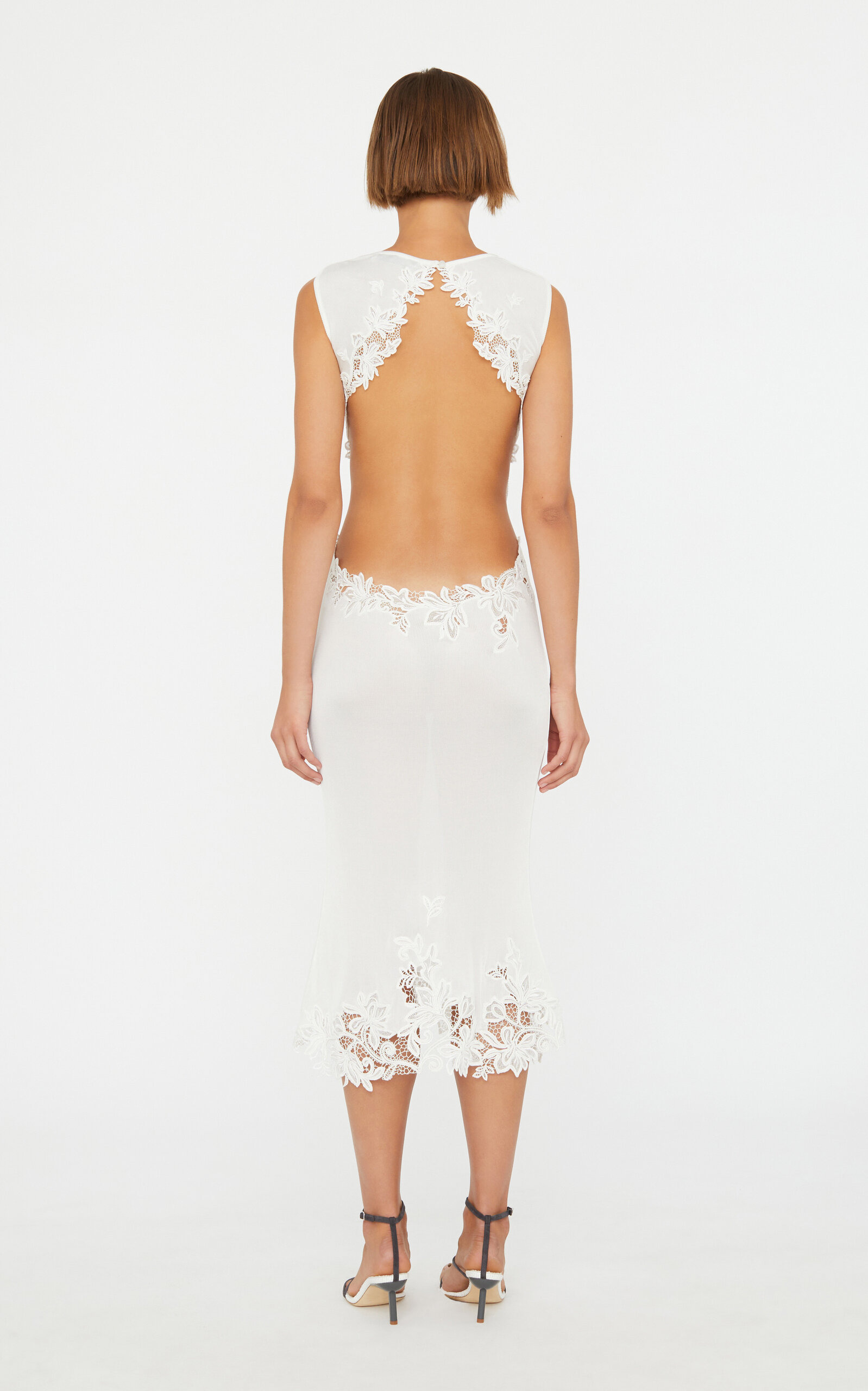 Embroidered Knit Midi Dress white - 5