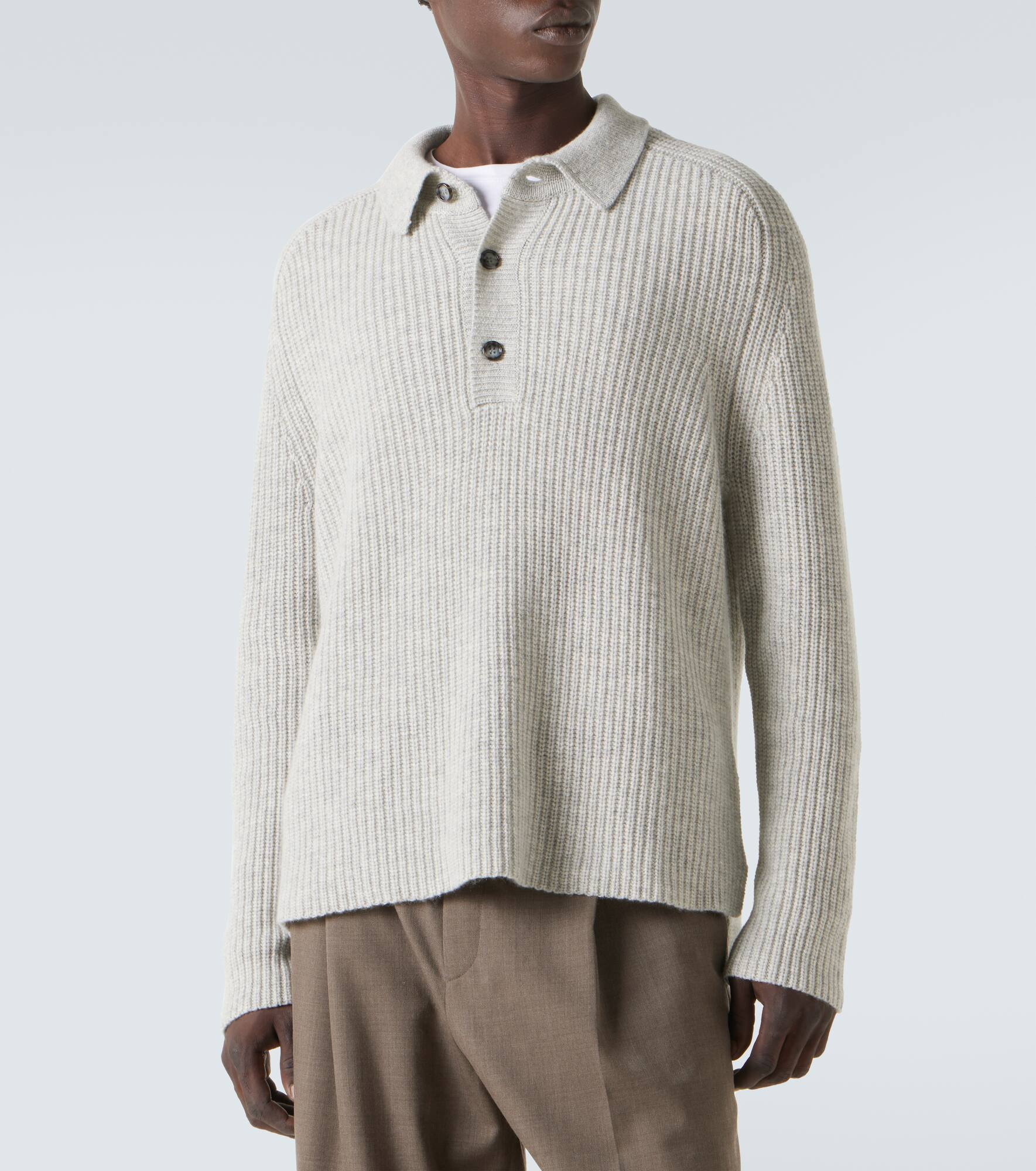Wool and cashmere polo sweater - 3