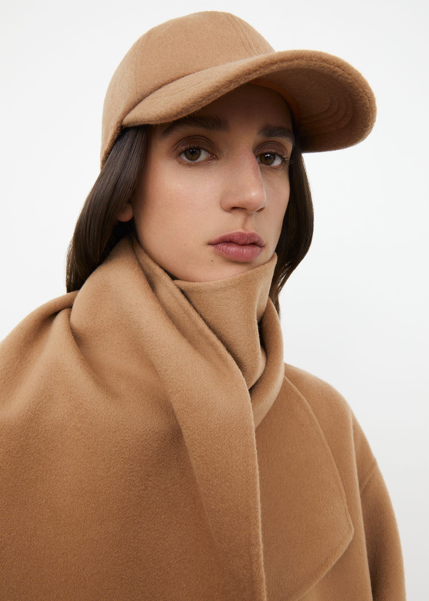 NWT Toteme Double Wool Cashmere Baseball Cap Hat Camel Beige Tan Alpaca knit beanie camel melange – TOTEME main image 2