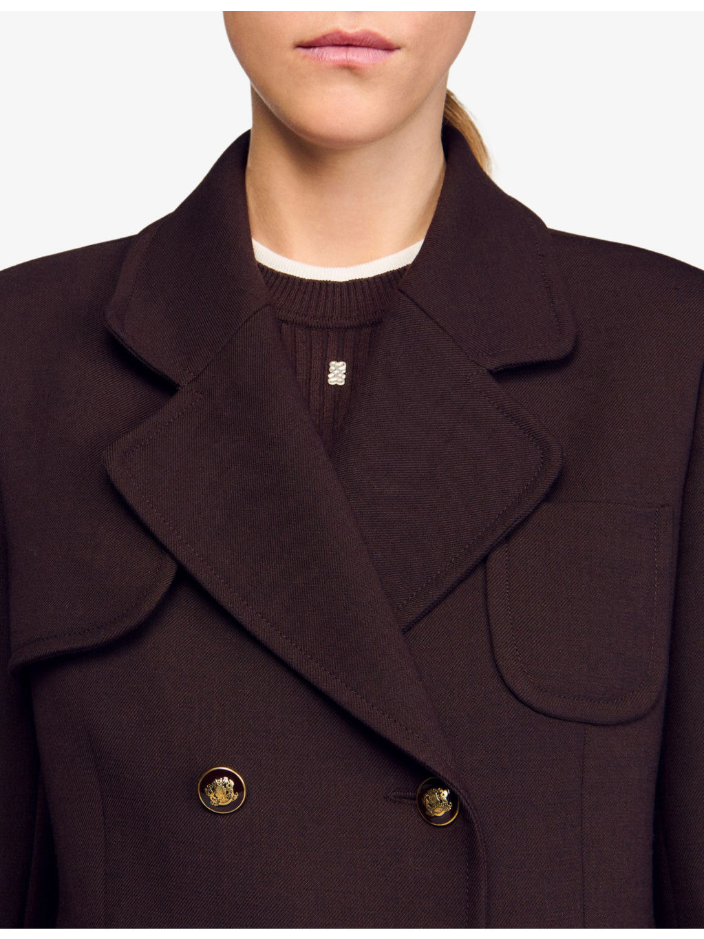 Double-Breasted Patch-Pocket Stretch-Twill Coat - 5
