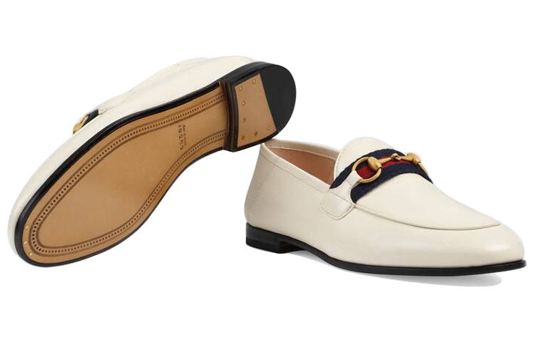 (WMNS) Gucci Loafer With Web 'White Leather' 631619-CQXM0-9065 - 6