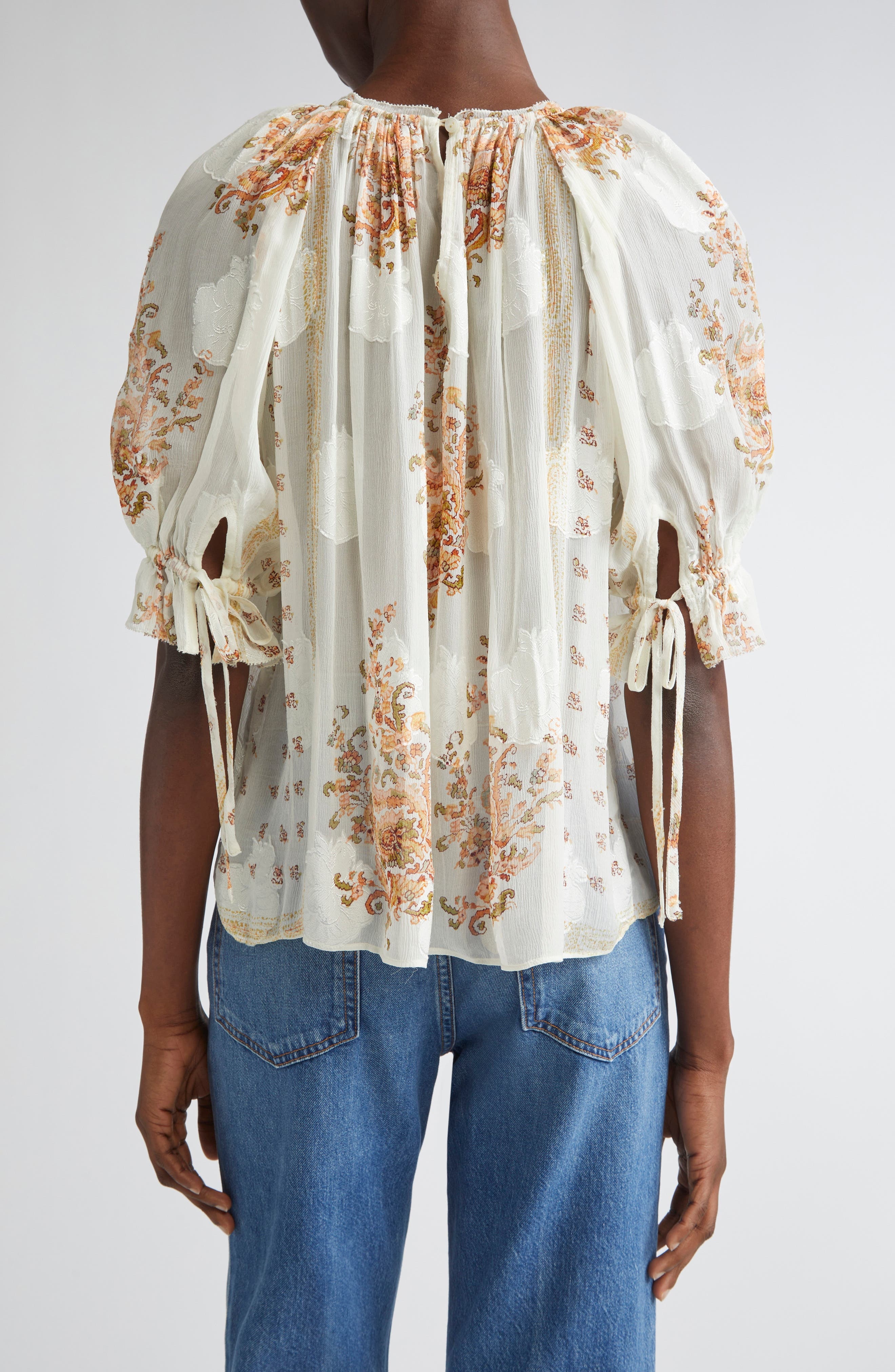 Ulla Johnson Pippa Floral Silk Blend Top in Alabaster at Nordstrom - 3