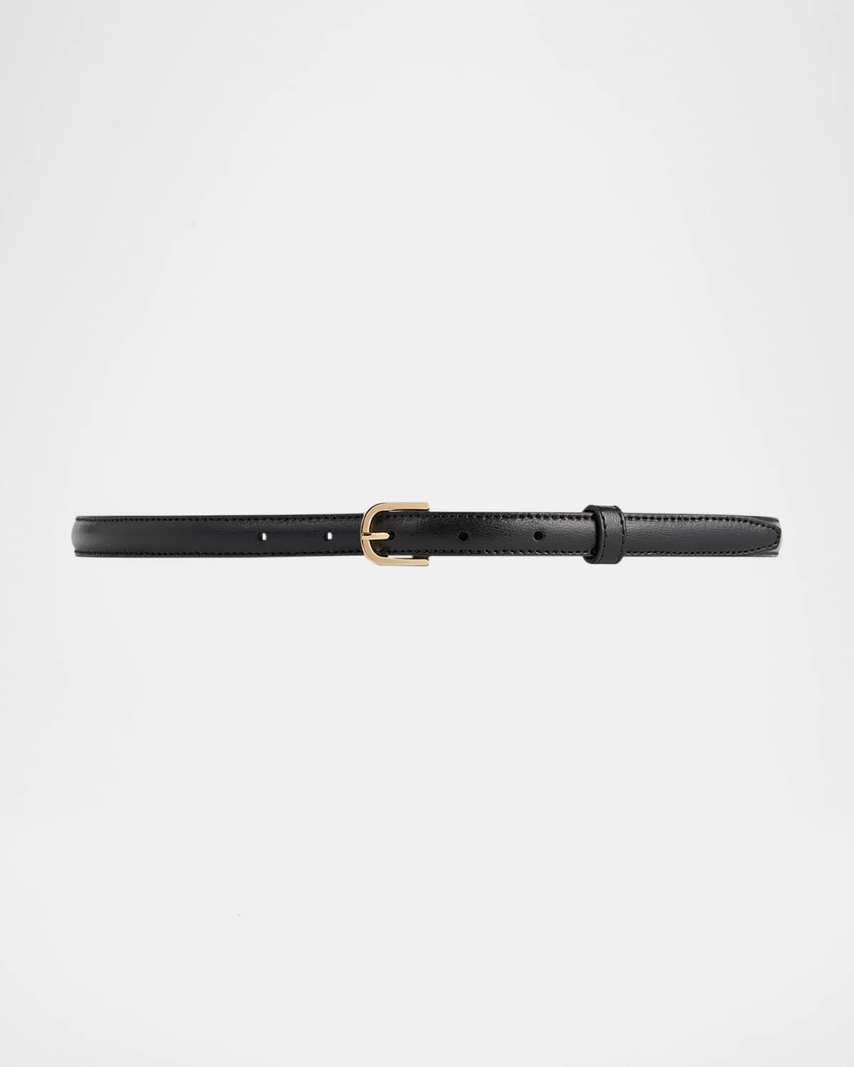 Buckle Leather Skinny Belt - 1