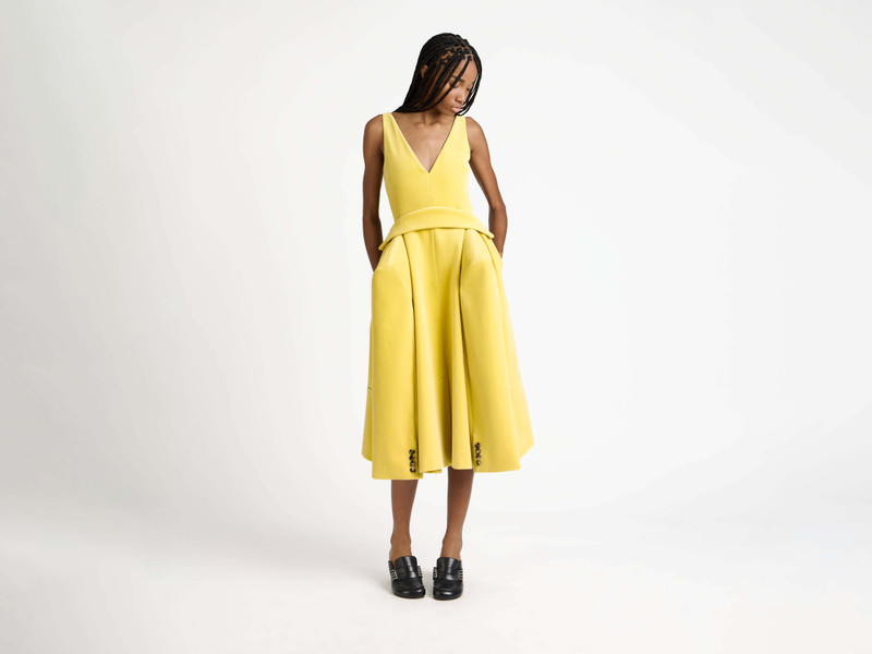 JW Anderson WOMENS STRUCTURED DRESS IN SOFT LEMON outlook
