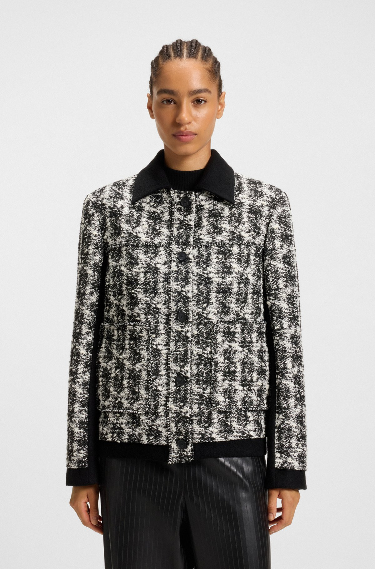 REGULAR-FIT JACKET IN PATTERNED FEATHER TWEED - 2