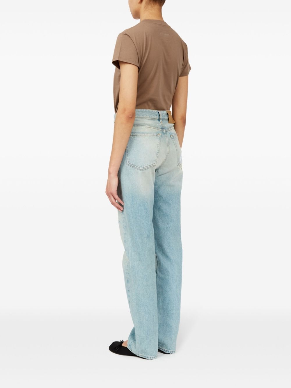 distressed straight jeans - 5